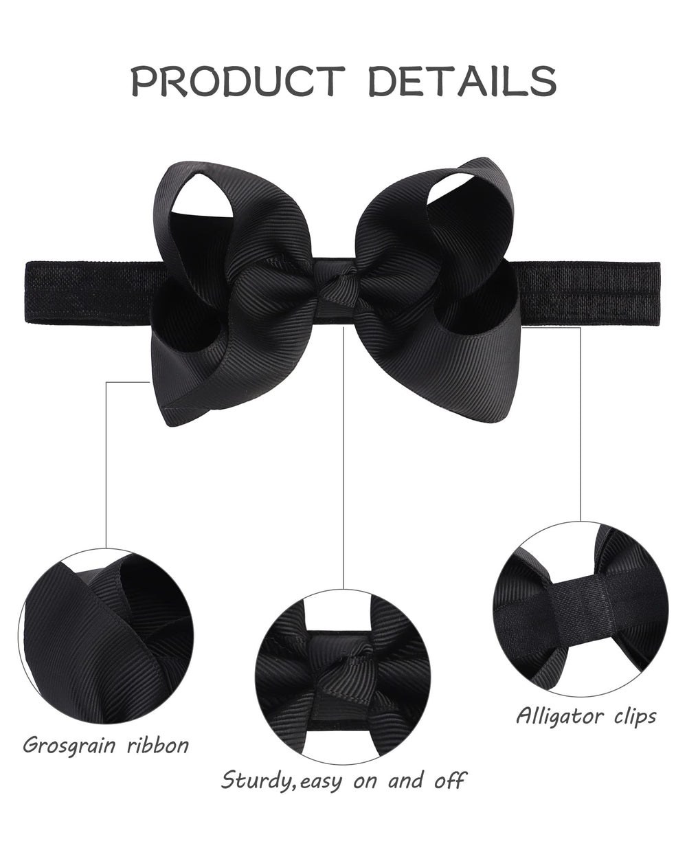Jollybows hairbands on infant model illustrate easy everyday styling.