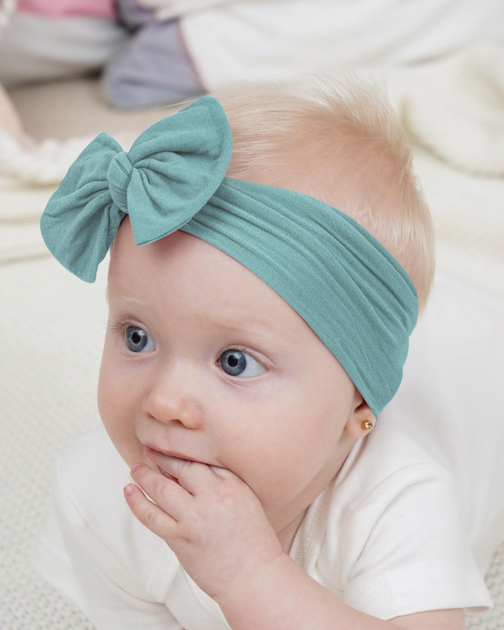 jollybows khaki headband in soft nylon for sensitive skin-friendly wear