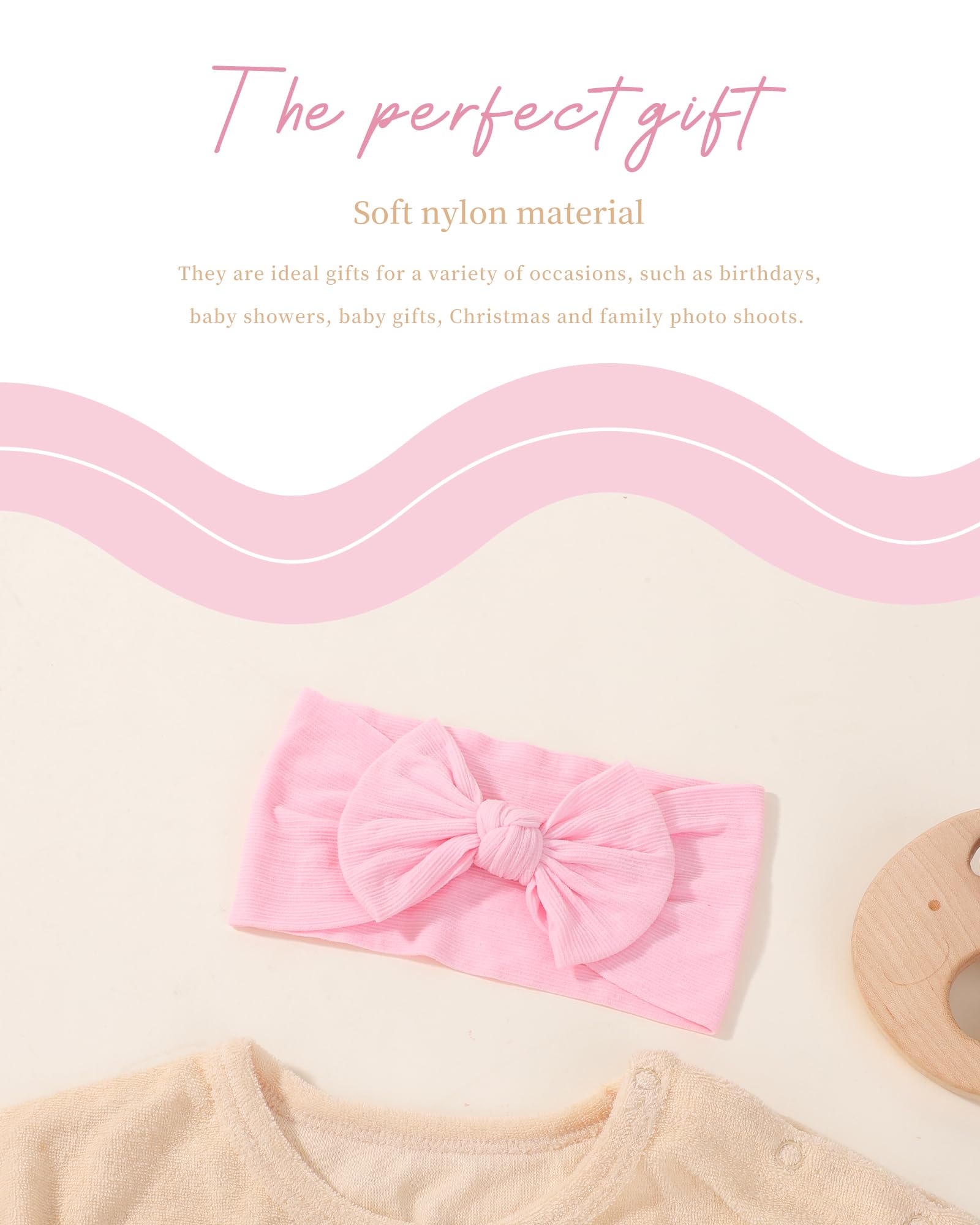 Jollybows light pink bow headband pairs with dresses for special occasions.