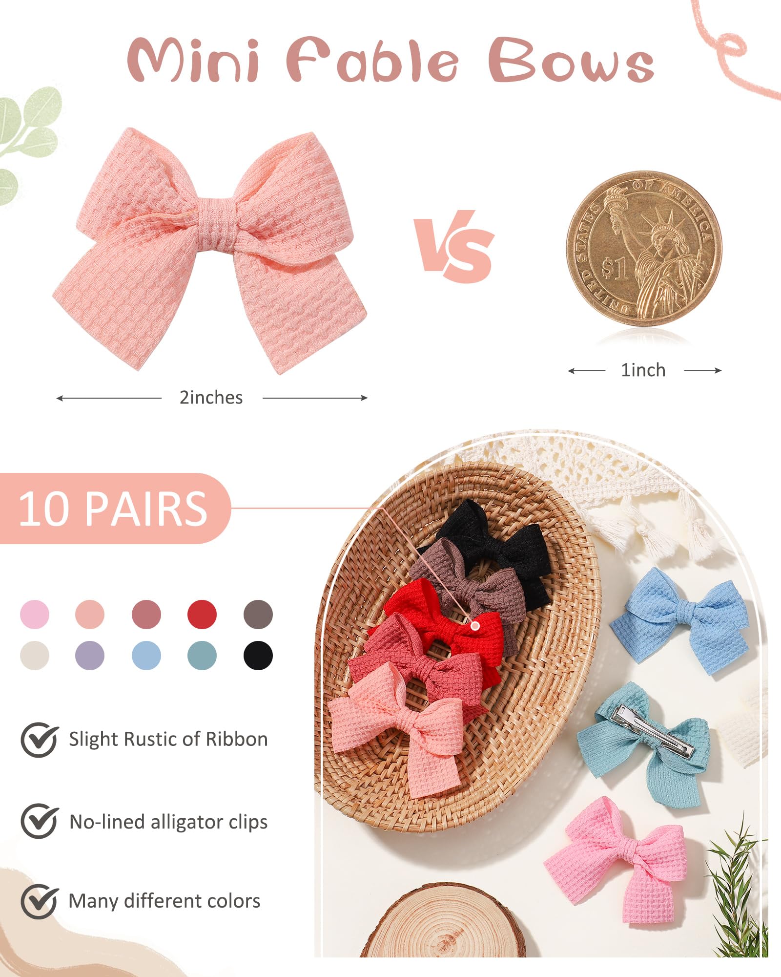 Jollybows mini bow 2in ivory with gentle clip for tidy hair.