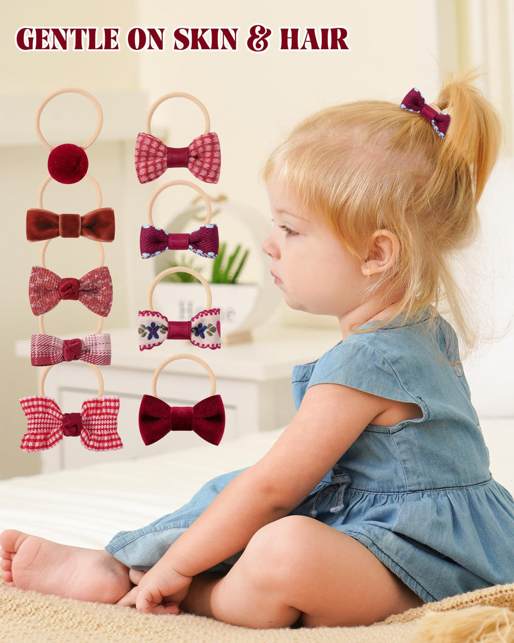 Jollybows multi shade red hair ties provide versatile color matching for any outfit.