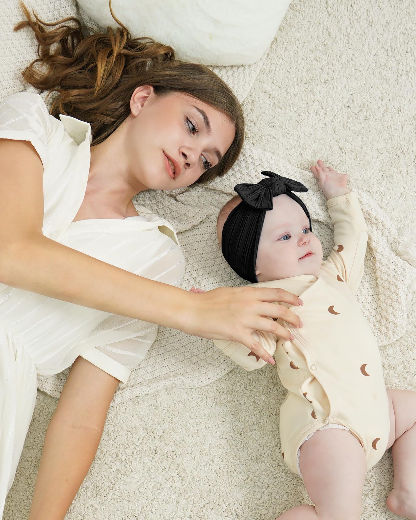 Jollybows taupe nylon headband blends with outfits for everyday wear