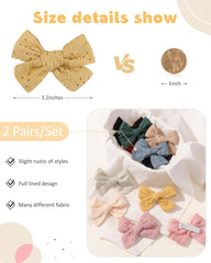 Jollybows neutral linen bows clip sideview highlights lightweight, non-slip grip for secure styling.
