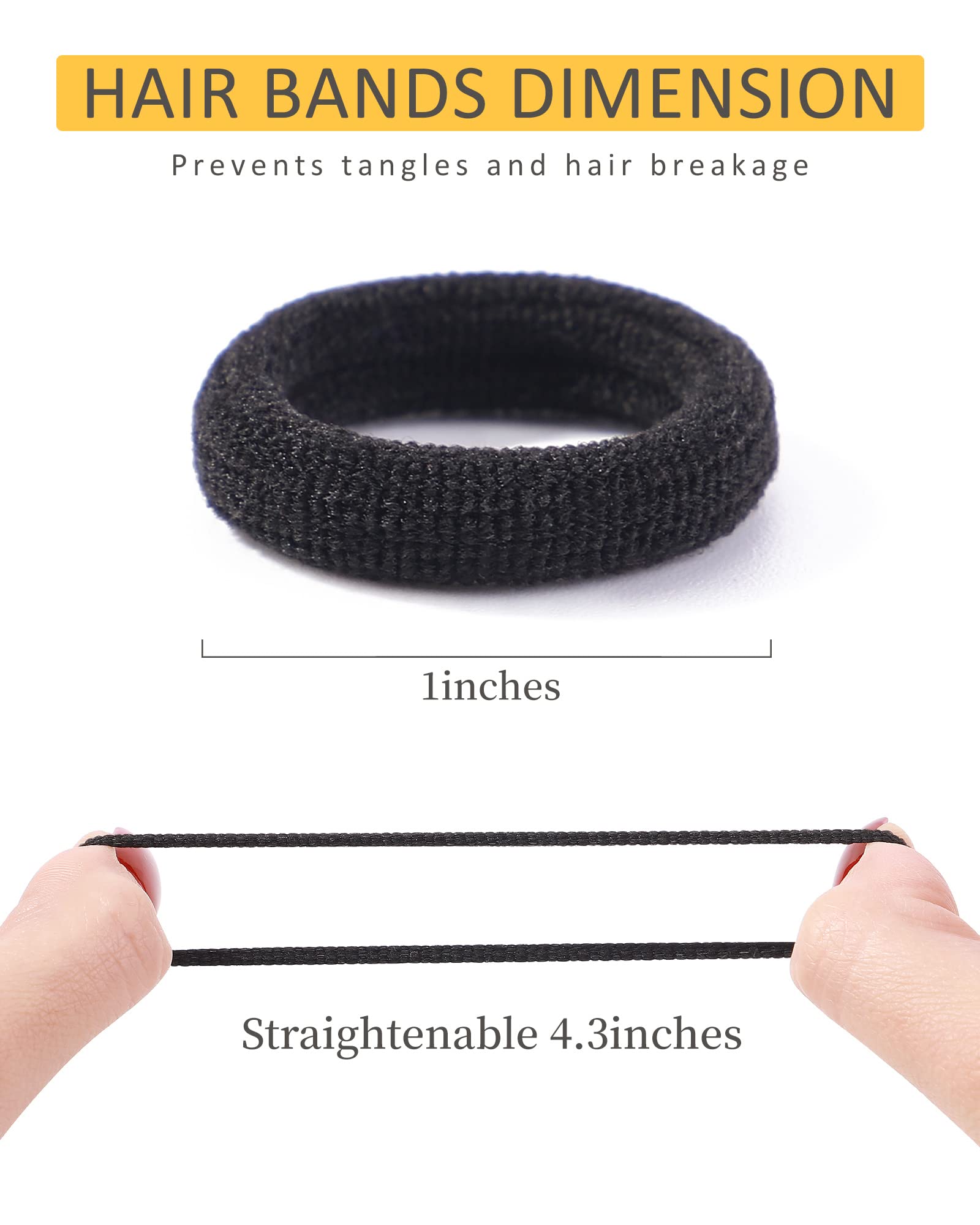 Jollybows nylon hair bands 1 inch black for easy ponytails.