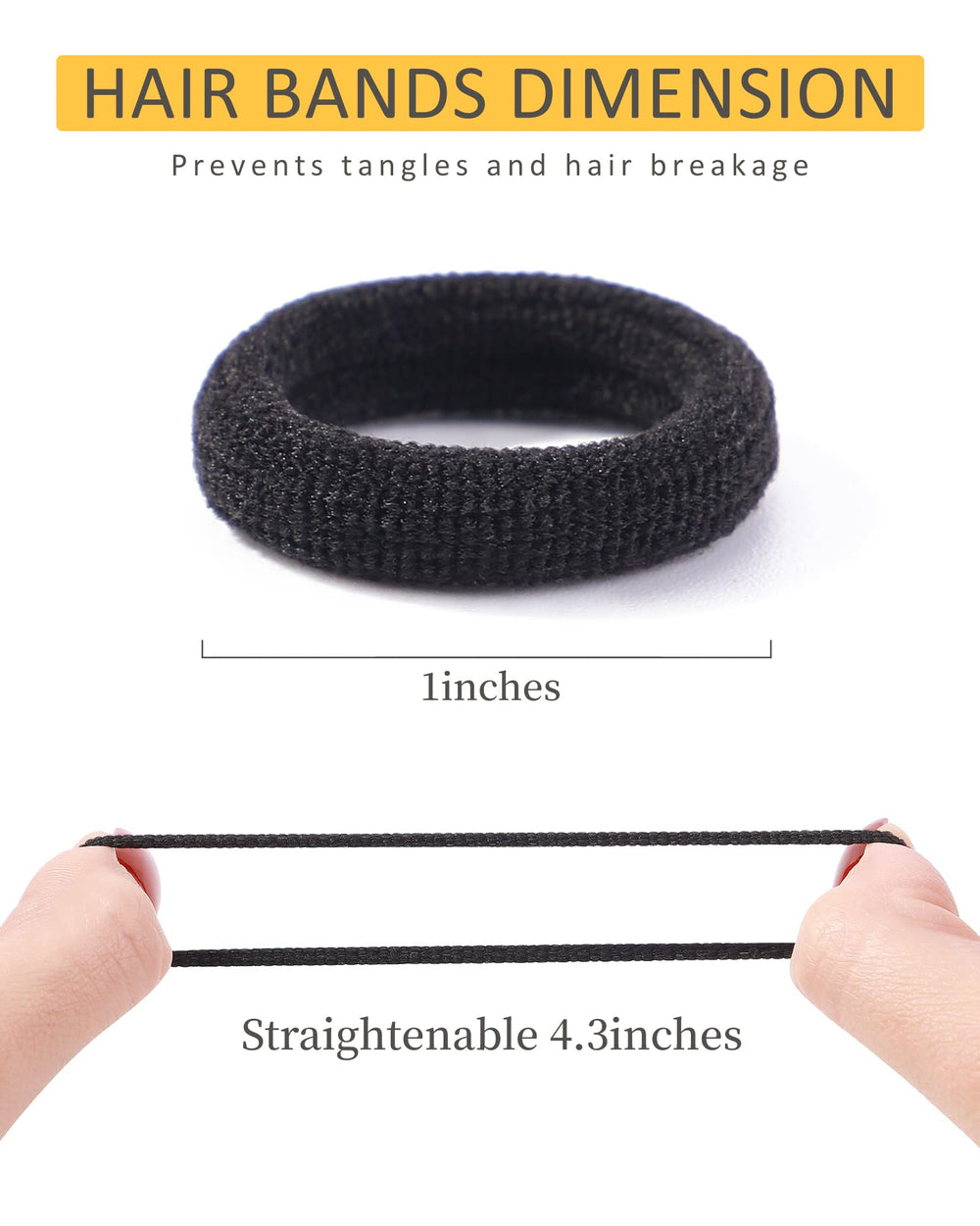 Jollybows nylon hair bands 1 inch black for easy ponytails.