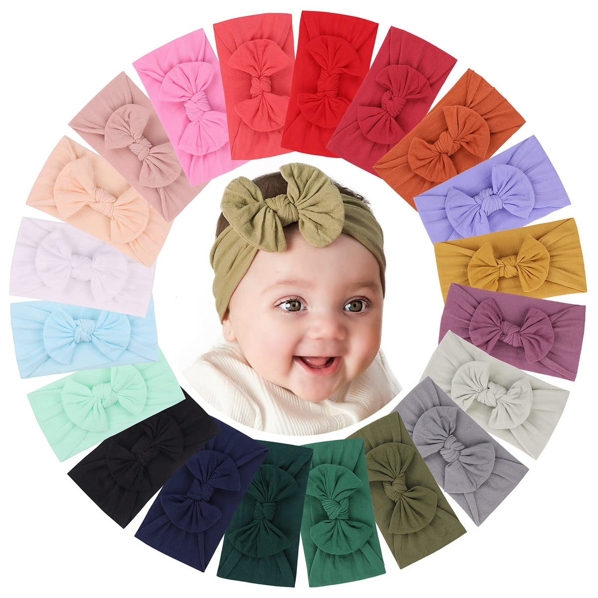 jollybows nylon headband closeup shows soft stretch for comfortable daily wear.