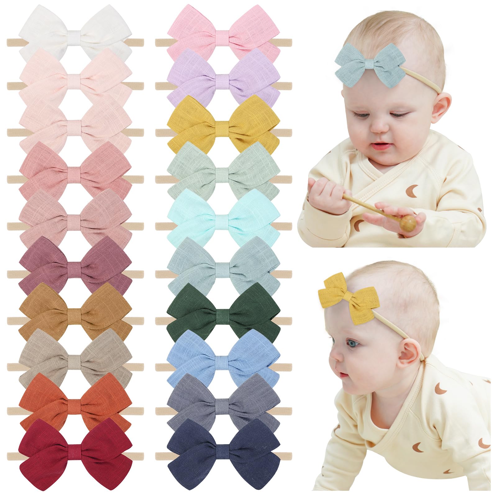 Jollybows nylon headband with soft baby bows for gentle wear