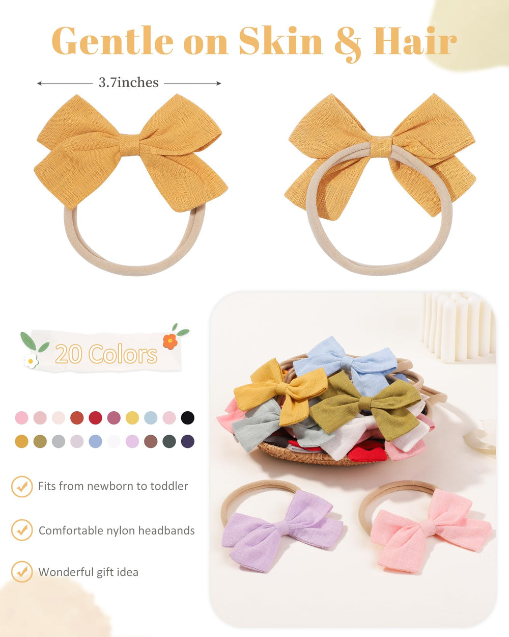 Jollybows nylon headband close-up showing soft-fit and comfort