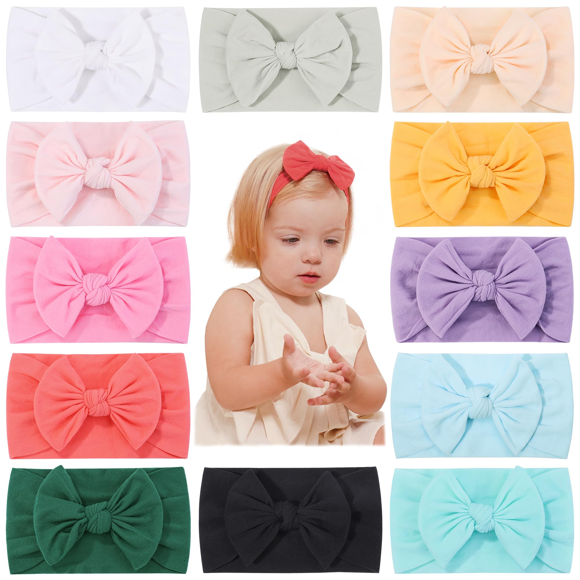jollybows nylon headbands 12pcs colors pack for outfit matching and photo-ready style