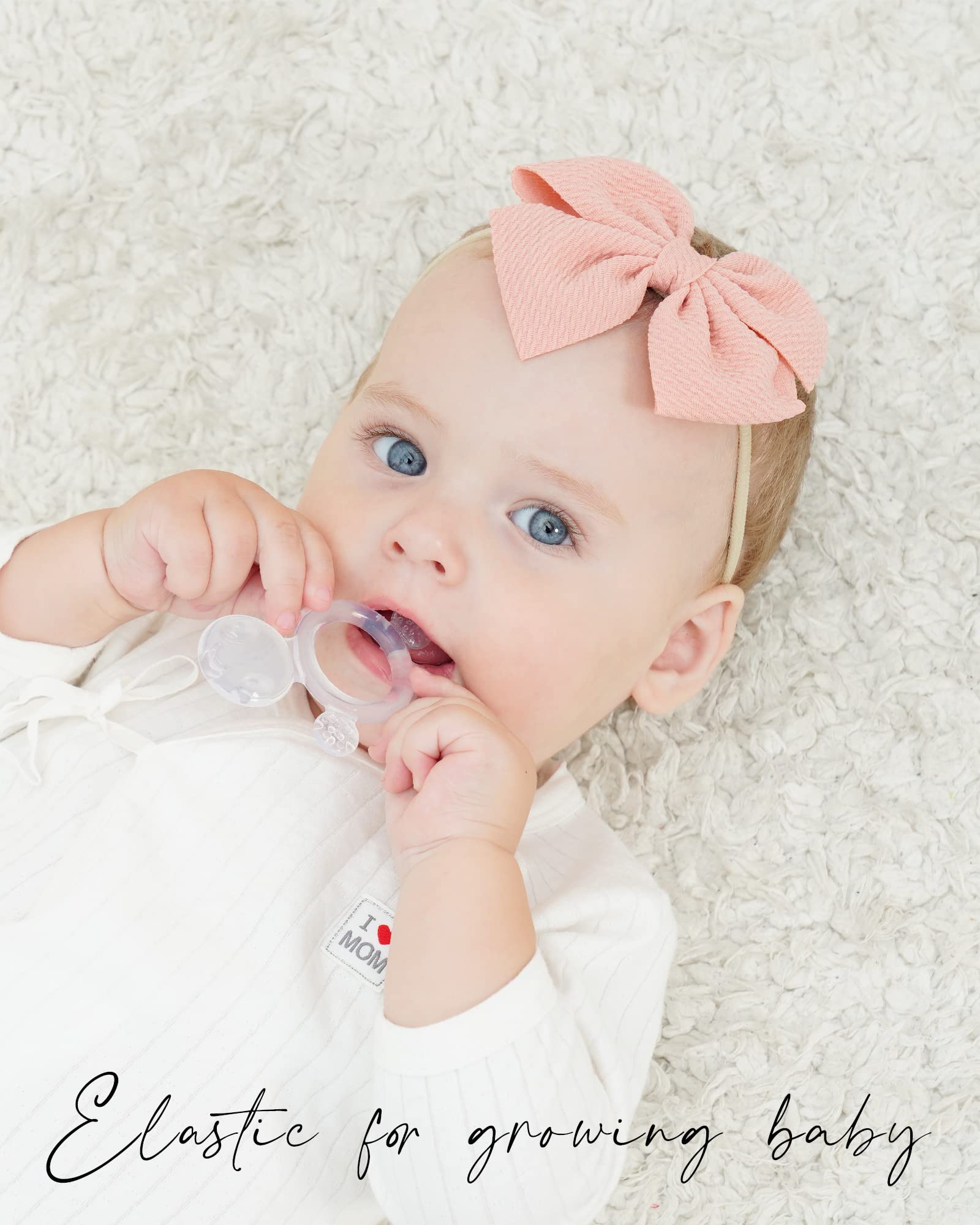 Jollybows one-size-fits-all headbands stretch with growth from infants to toddlers.