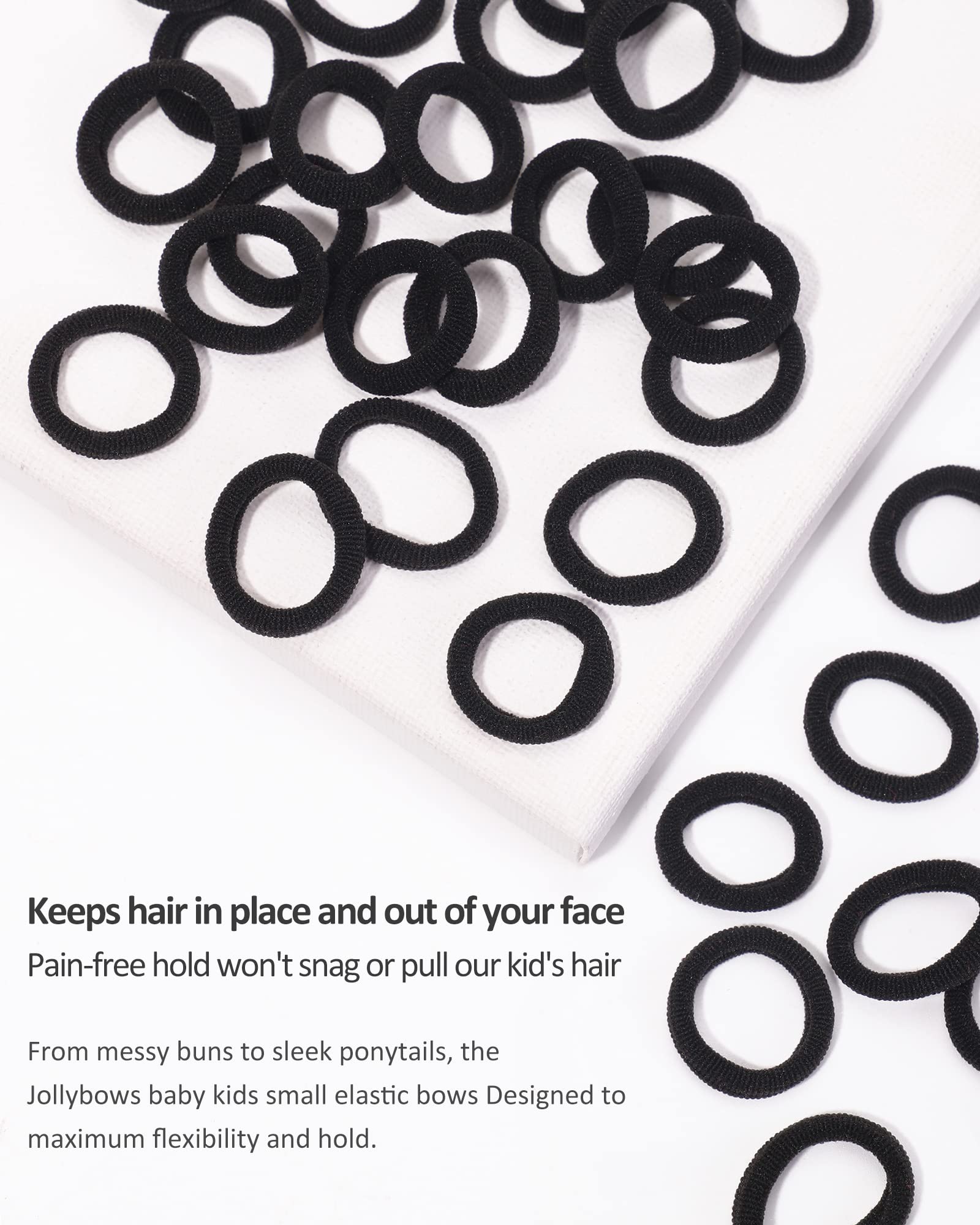 Jollybows no-snag hair bands black for school or work.