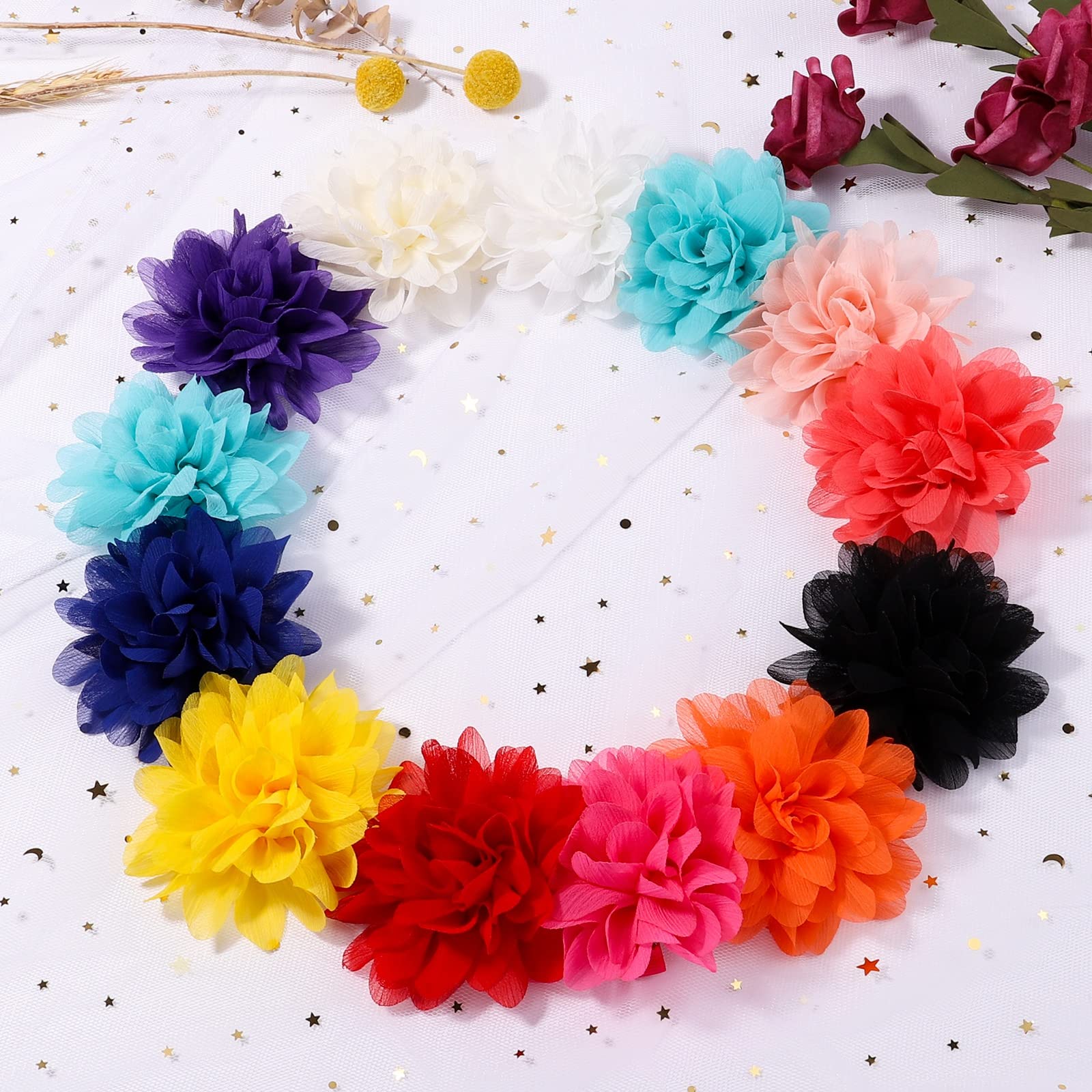 Jollybows soft chiffon flower clip material showing quality craftsmanship.