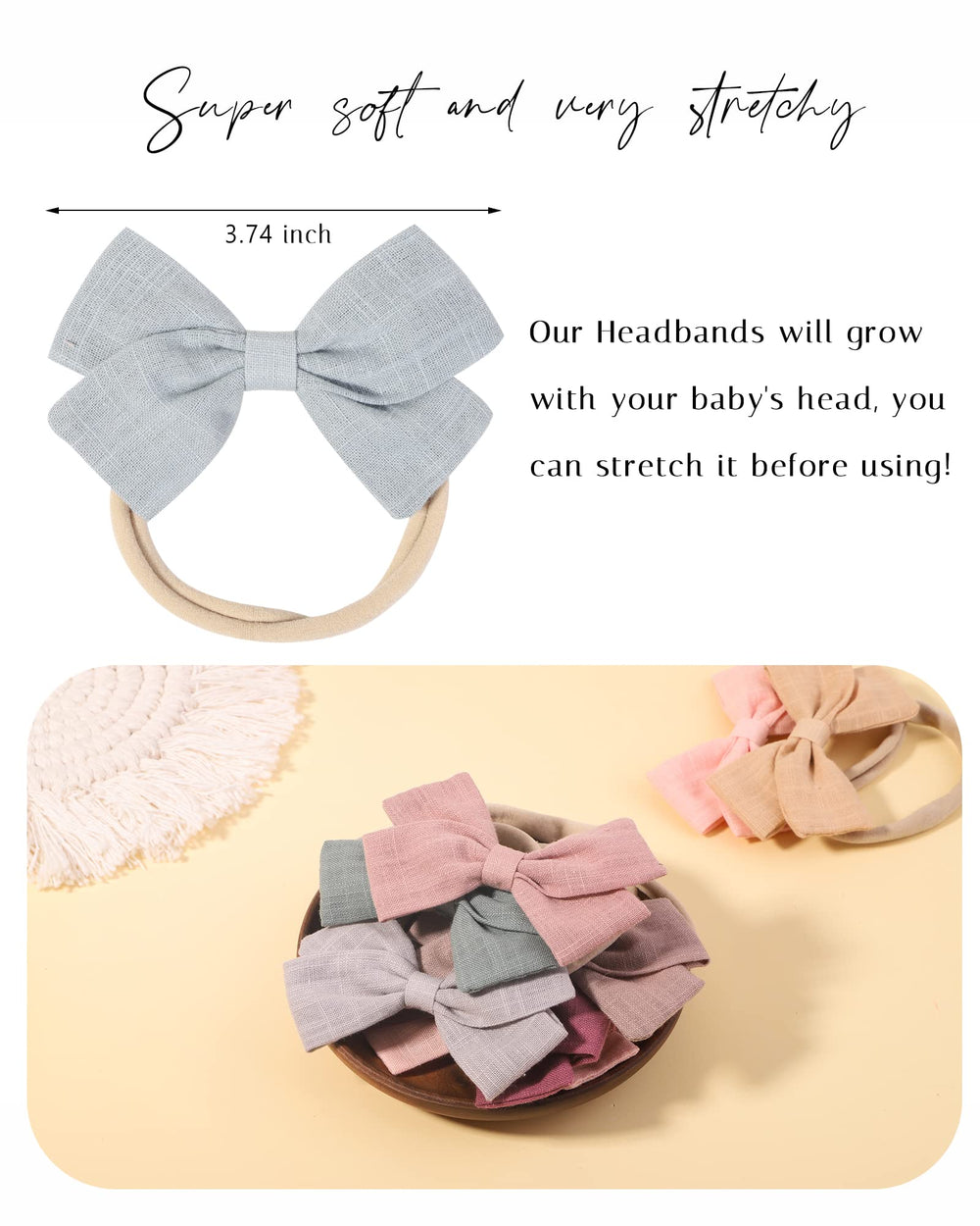 Jollybows soft nylon headbands closeup showing comfortable stretch and no irritation.