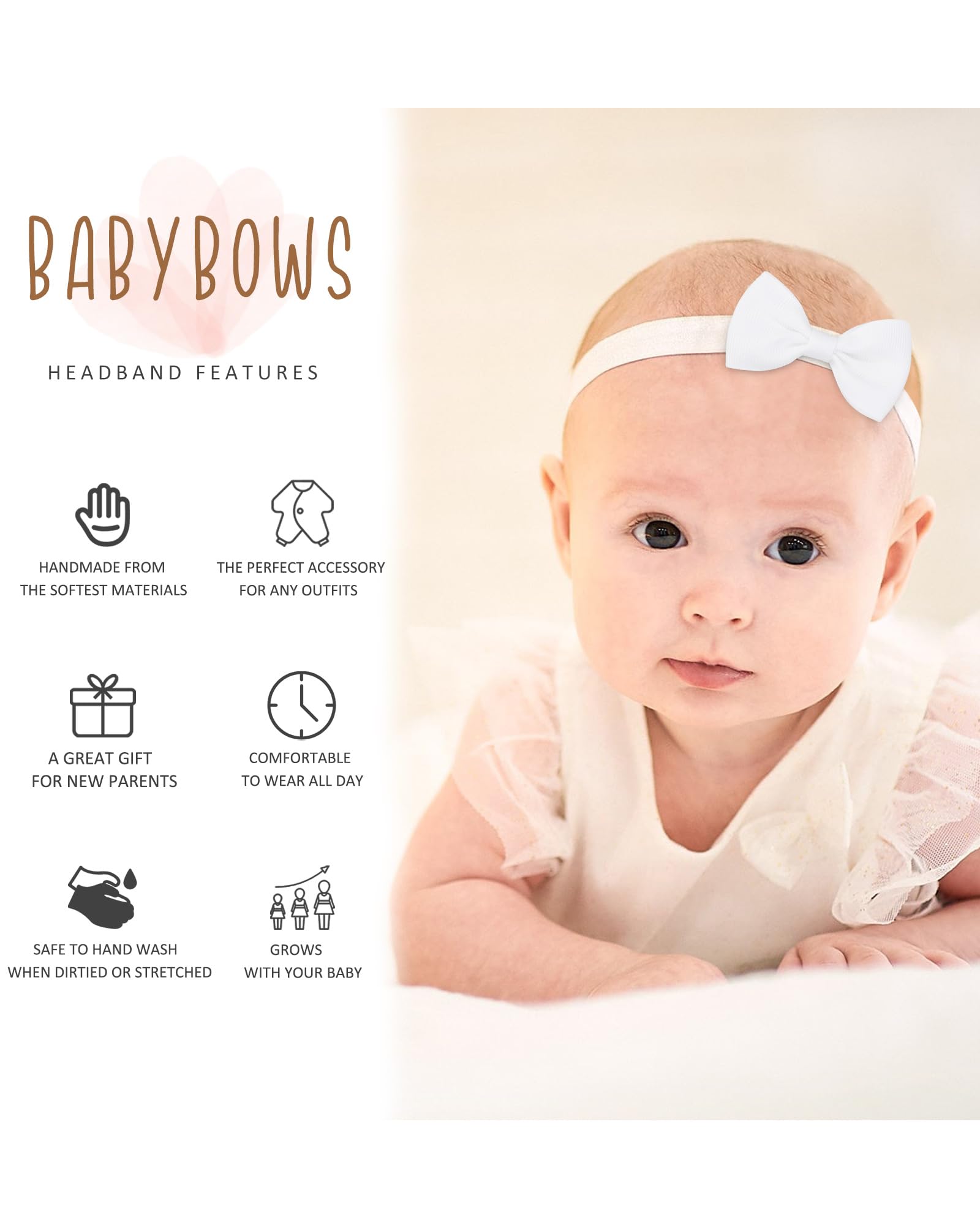 Jollybows soft ribbon fabric feels gentle on baby skin.