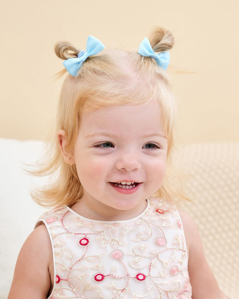 Soft ribbons gentle on sensitive scalps.
