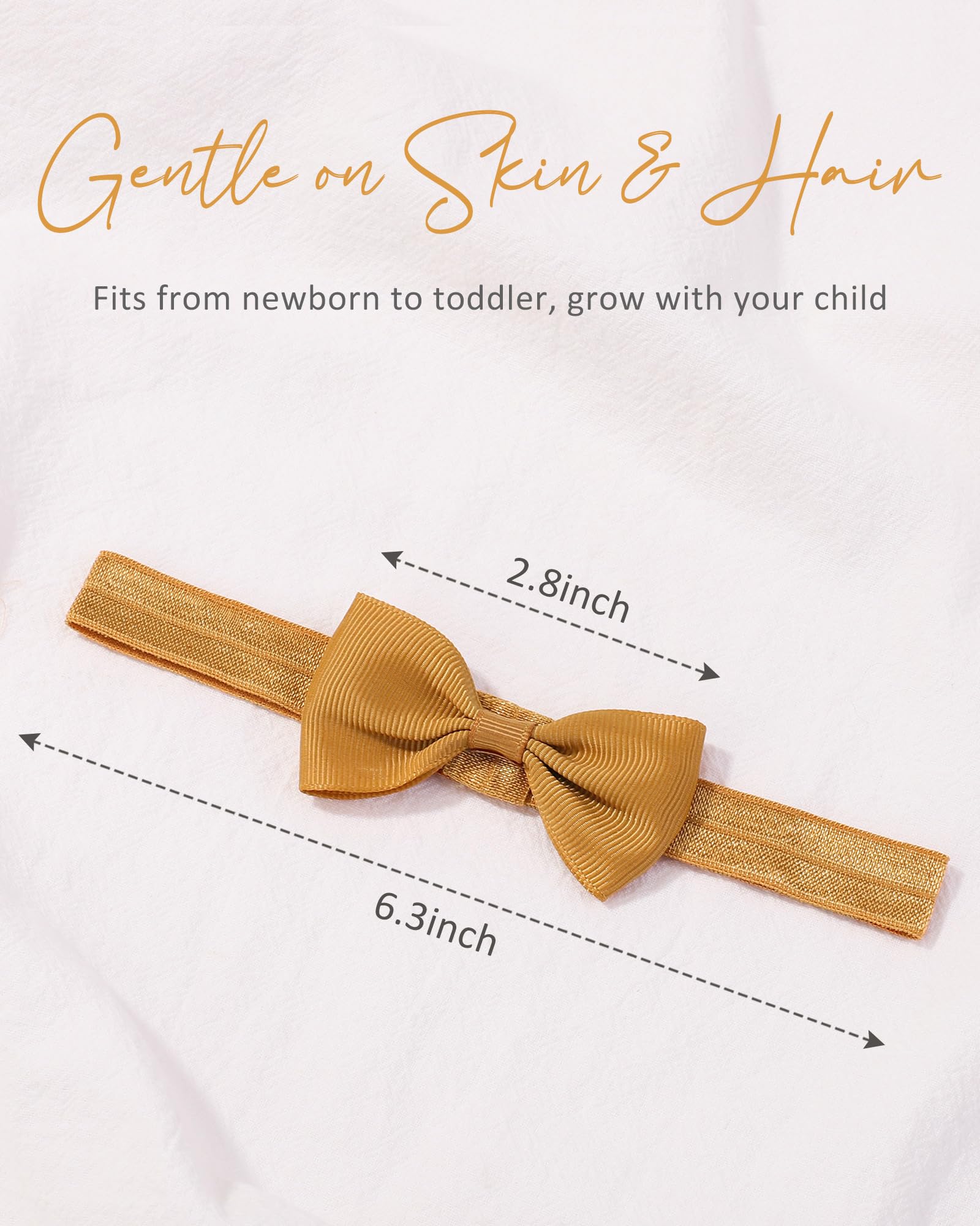 Jollybows stretchy elastic band fits newborn to toddler comfortably.