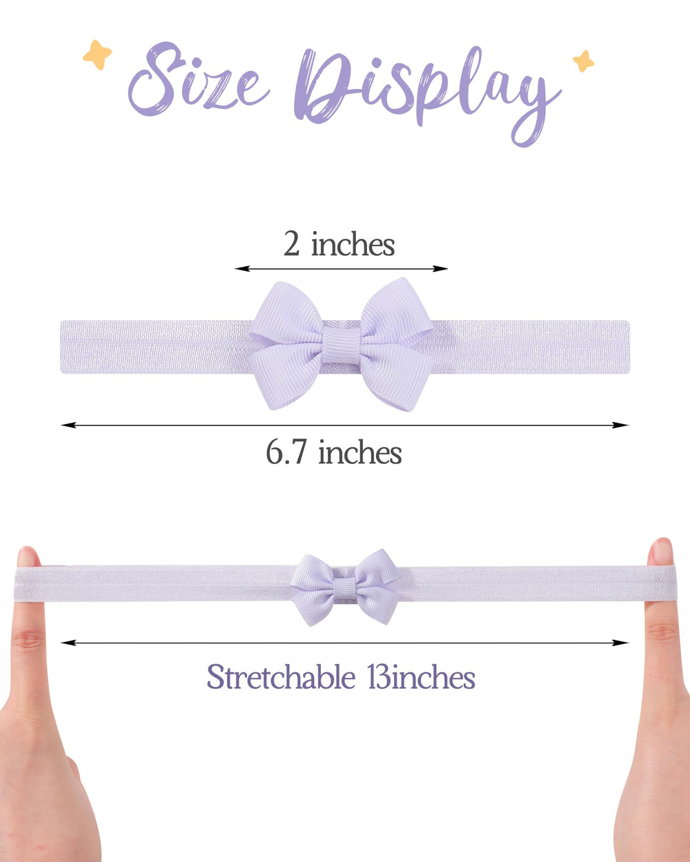 Closeup of Jollybows stretchy headband demonstrating elasticity