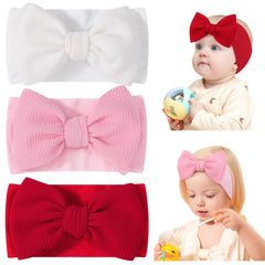 Jollybows three-pack headbands in white pink red offer versatile daily wear and color coordination.