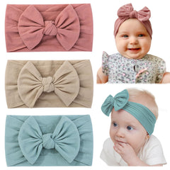 jollybows three-piece headbands set in pink blue khaki for soft all-day comfort