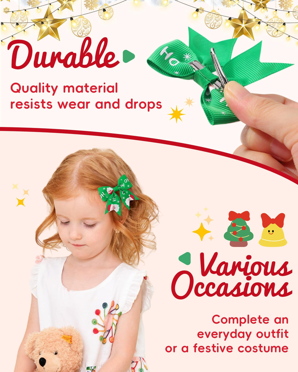 Jollybows toddler bows on clips ready for secure ponytails