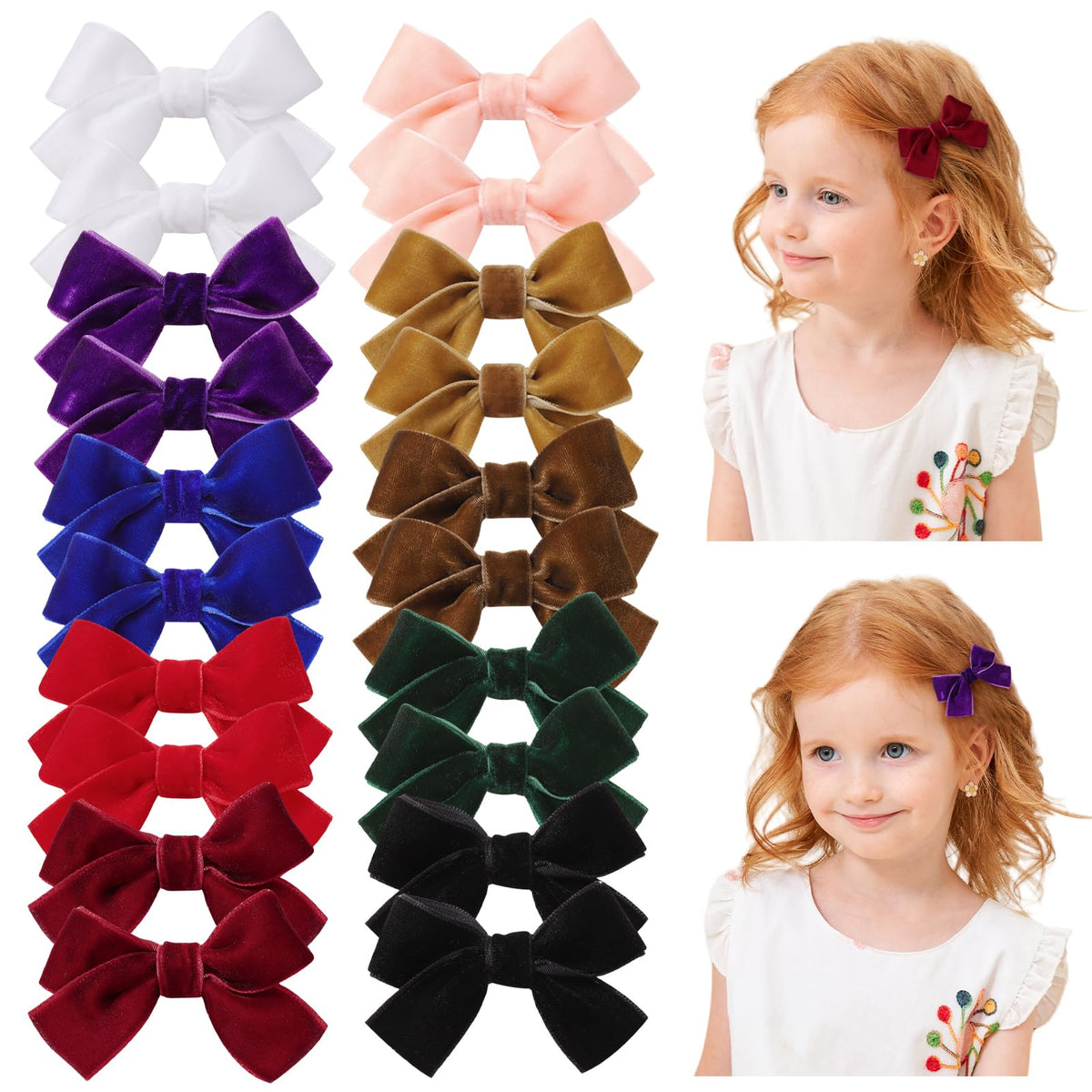 jollybows velvet baby bows clip closeup highlights rich texture and secure alligator grip
