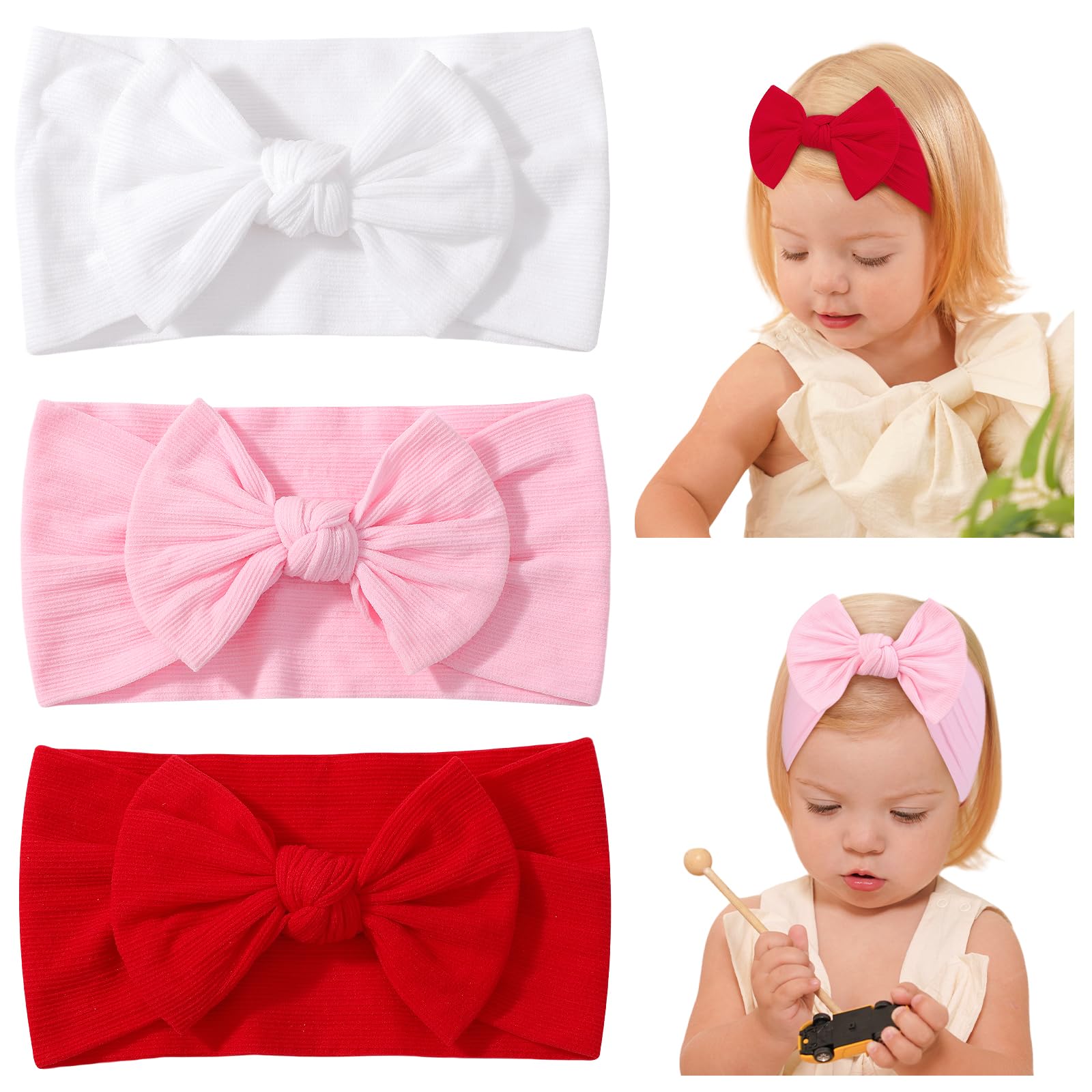 Jollybows white bow headband gentle on skin for everyday newborn outfits.