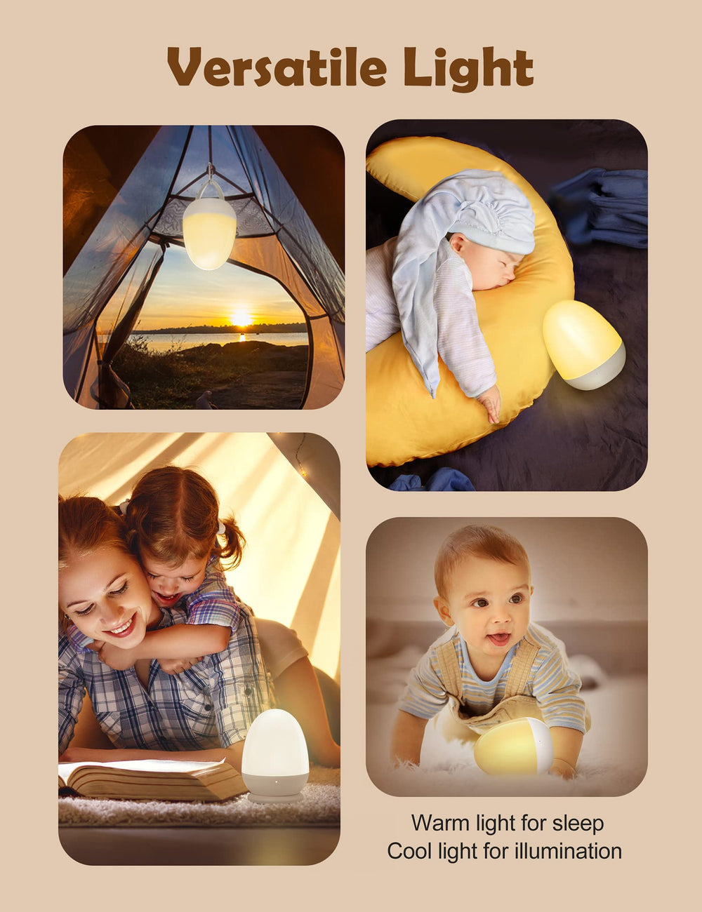JolyWell egg night light outdoor use with portable design