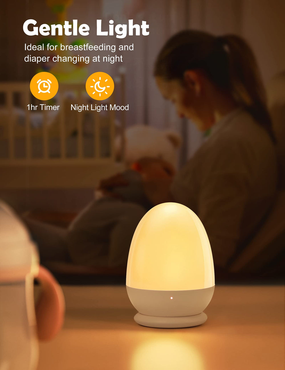 JolyWell egg night light safety materials ABS PC anti flicker