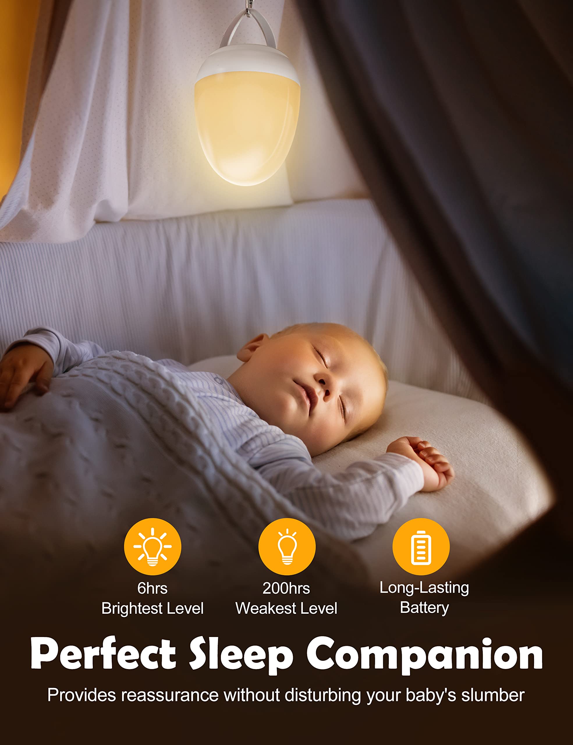 JolyWell egg night light touch control in action for late night use