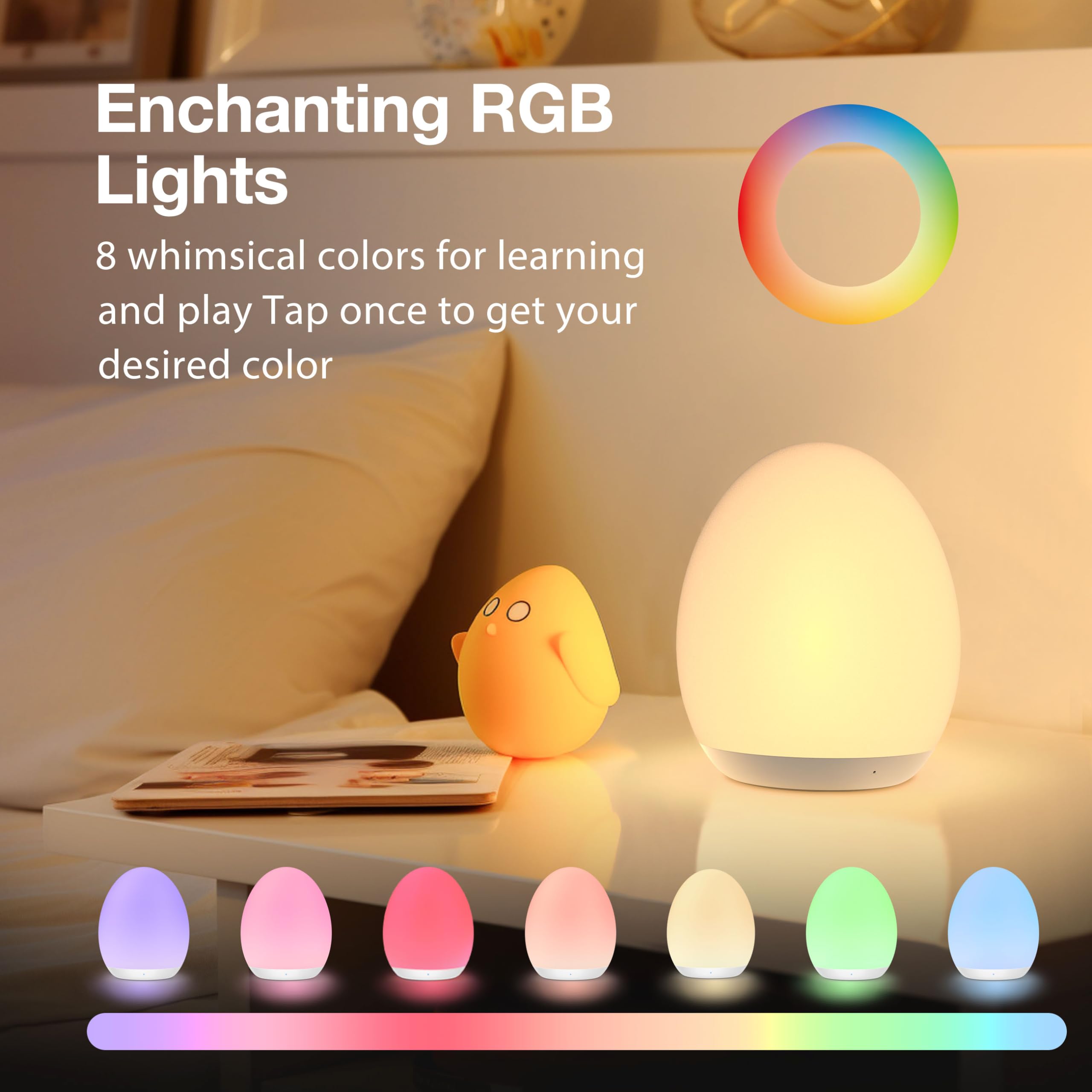 JolyWell Night Light touch-control panel allows quick brightness adjustments for feeding routines.