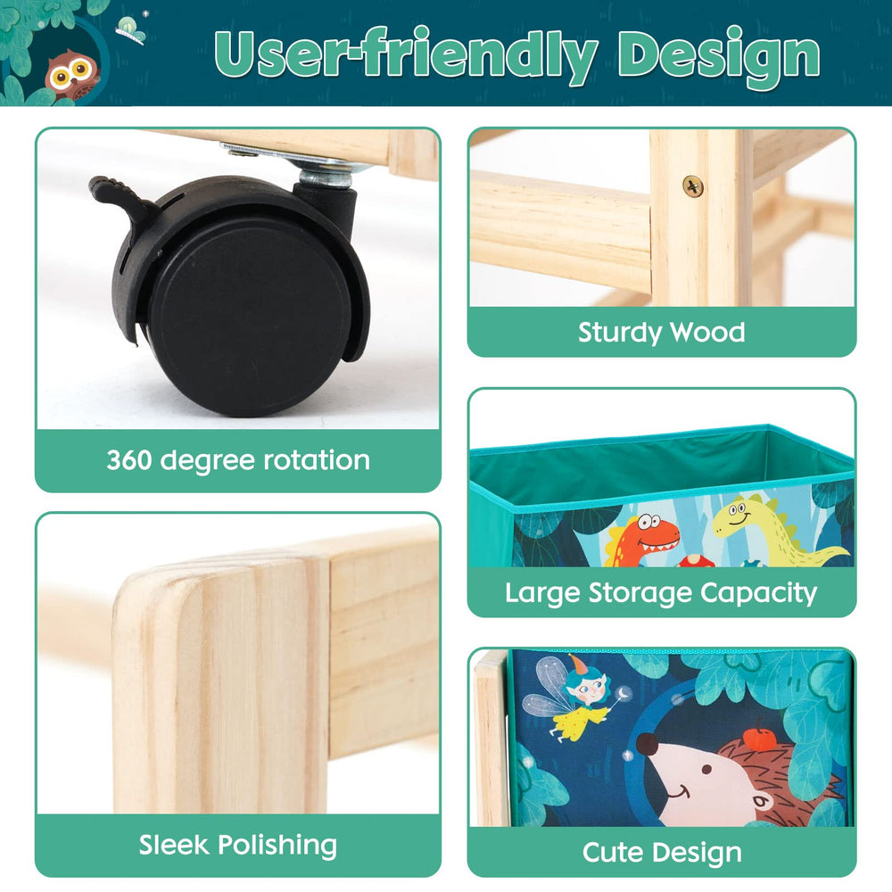 Jomifin storage in a playroom supports organized toys and books.
