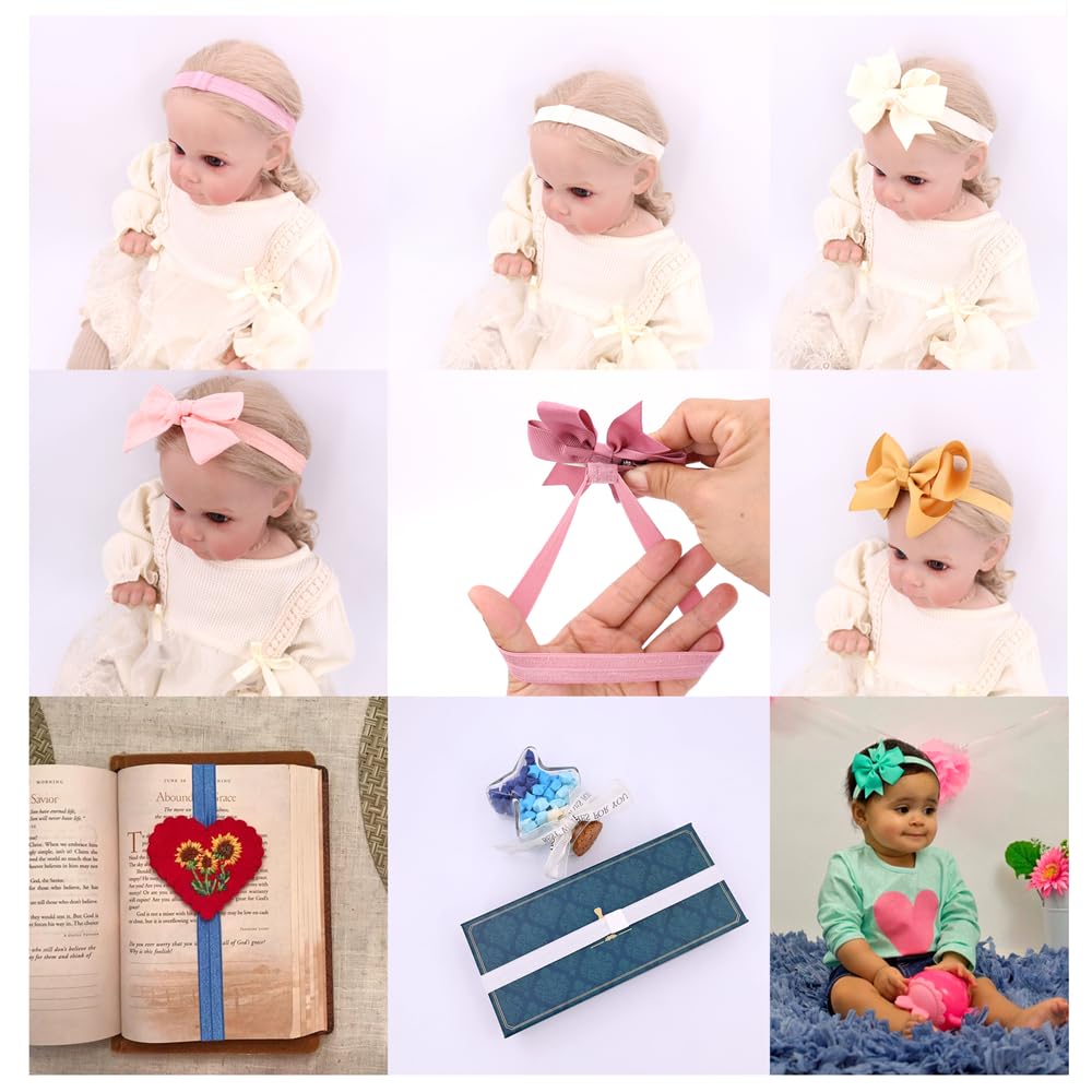 Jomila newborn-to-toddler headbands worn on a baby for comfortable growth.