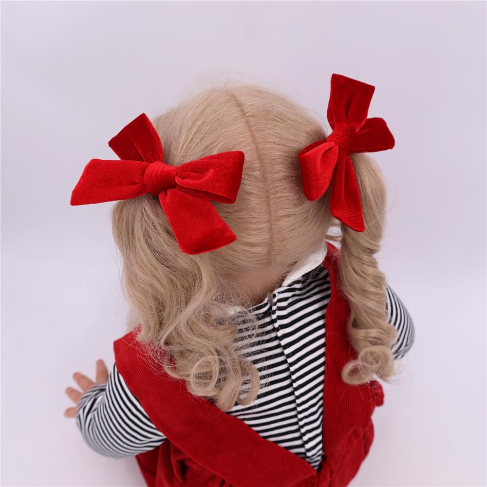 Jomila velvet bow hair accessory on ponytail demonstrates versatile wear.