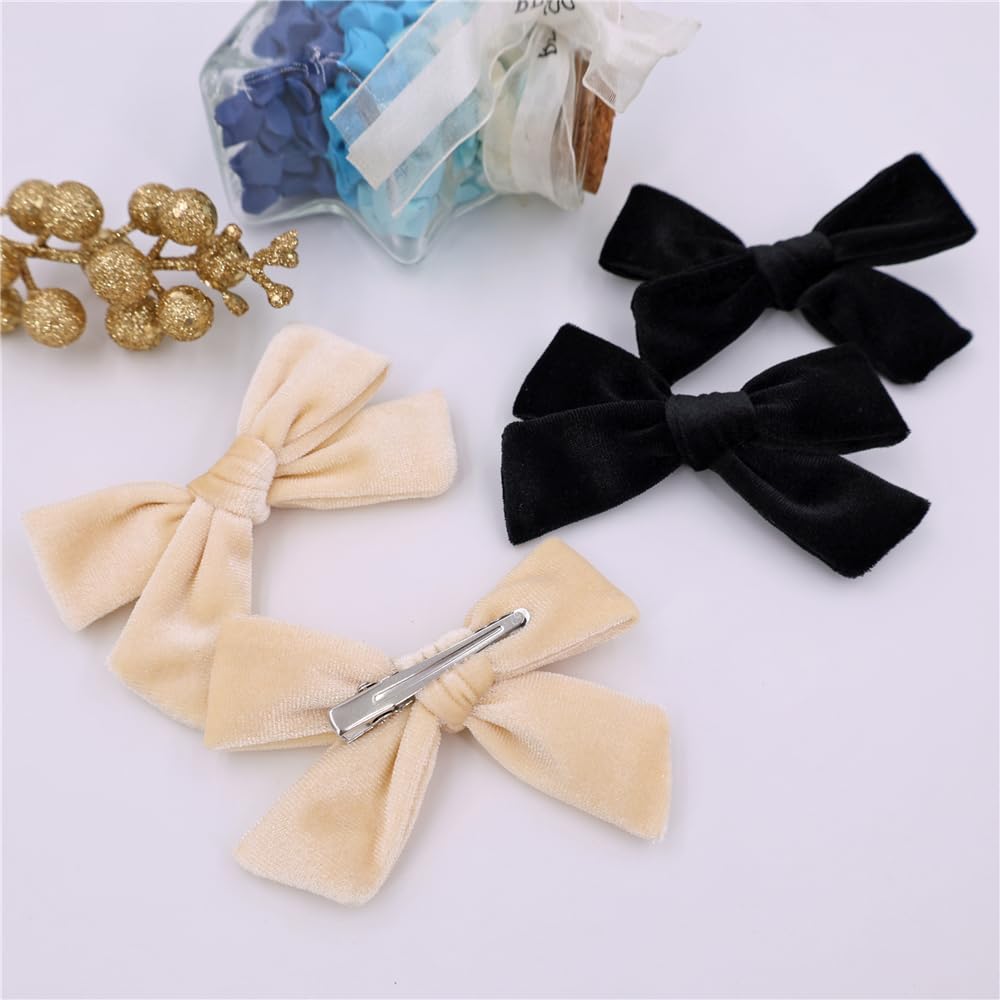 Jomila velvet bow hair clip size 3.5 inches suitable for all ages.