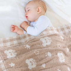 JOOJA beige bear blanket close-up plush knit texture for gentle warmth