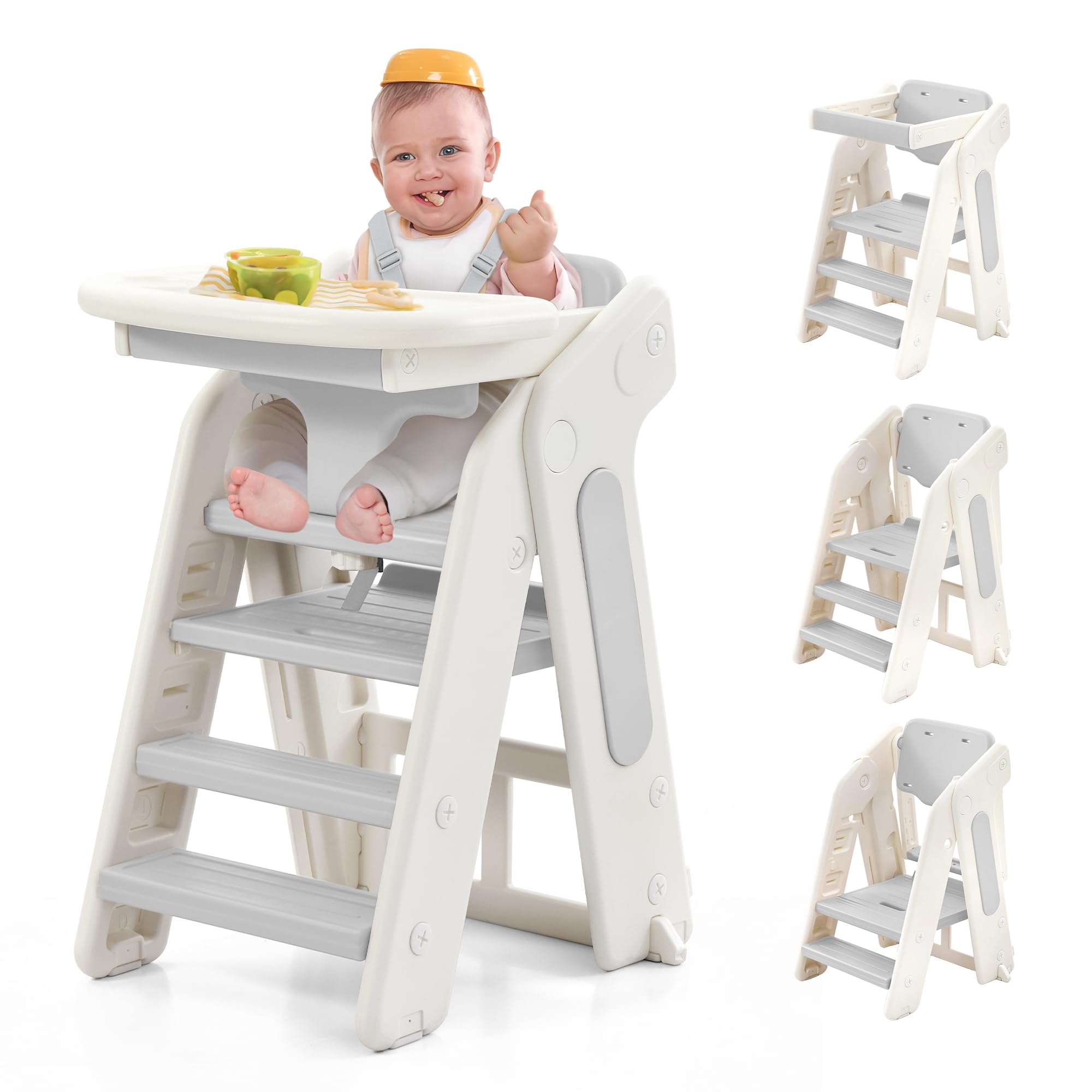 JooKiddie 4-in-1 convertible stool assembled for versatile toddler seating at meals