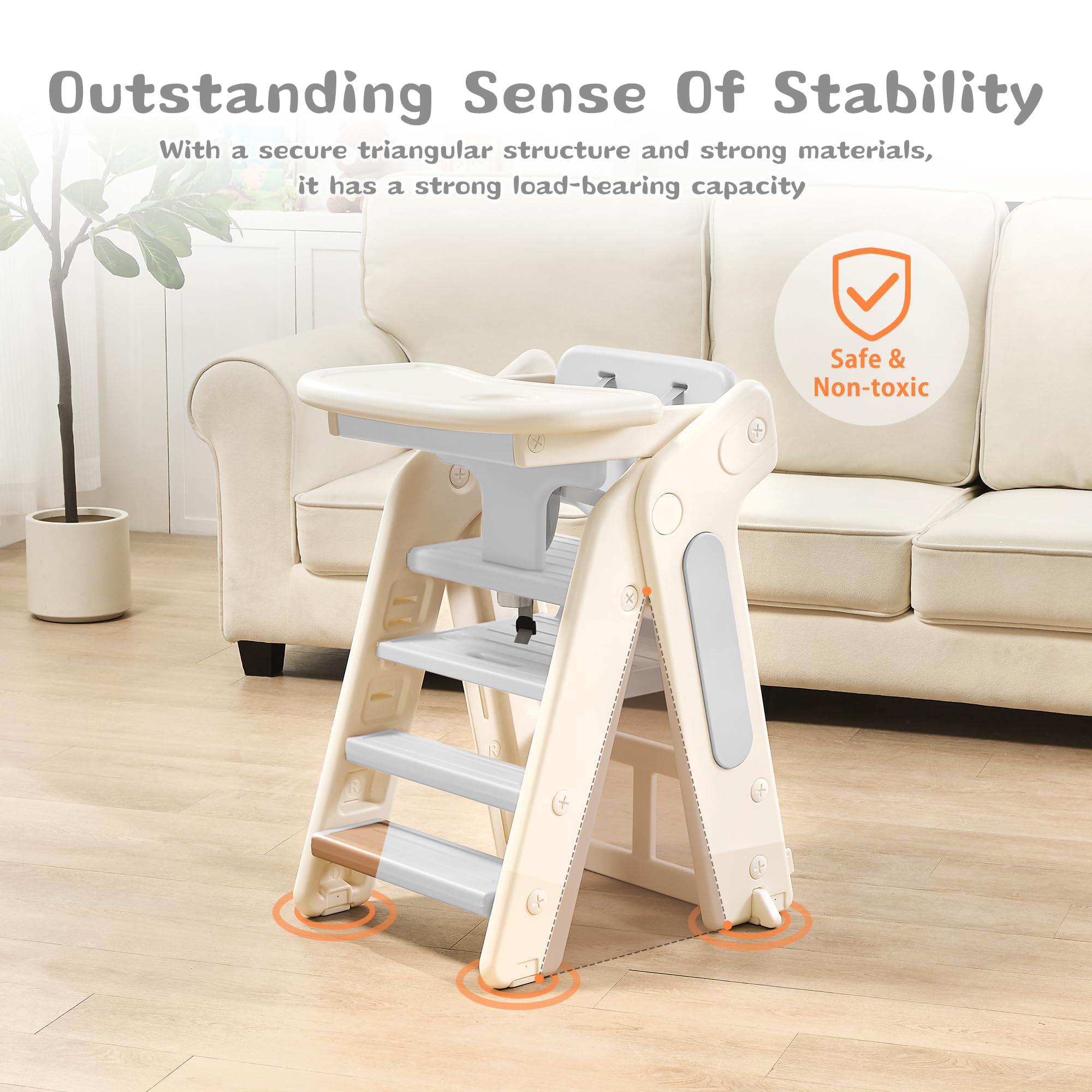 JooKiddie wide non-slip treads improve climbing stability