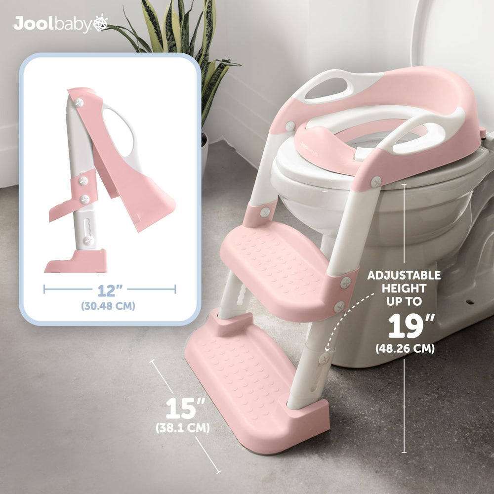 Jool Baby adjustable-height potty ladder fits most toilets.