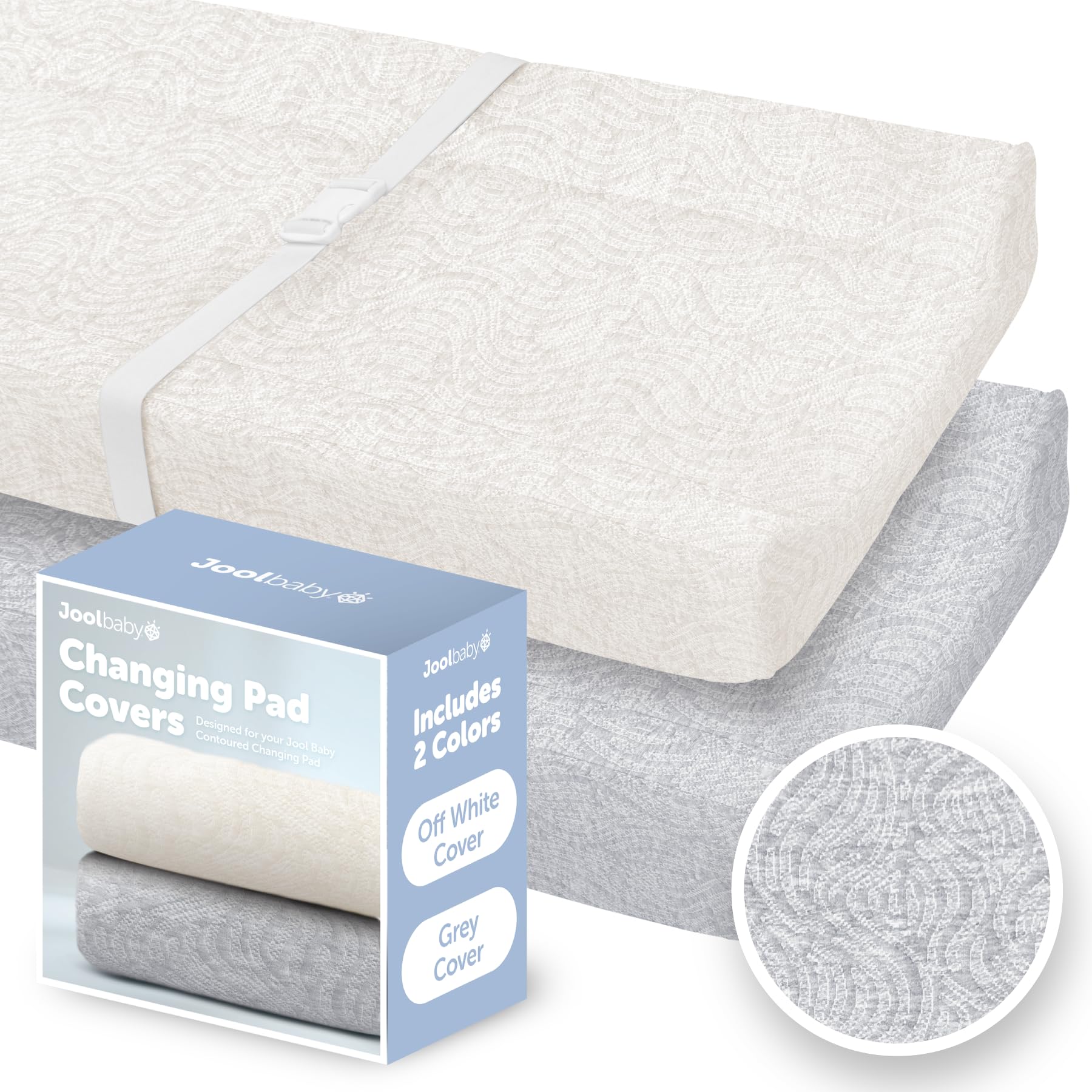 Jool Baby changing pad covers on pad offer quick-clean readiness and tidy diaper changes.