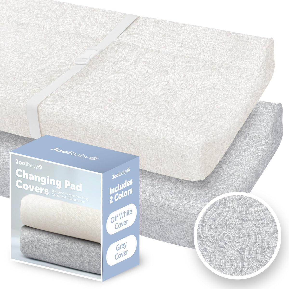 Jool Baby changing pad covers on pad offer quick-clean readiness and tidy diaper changes.