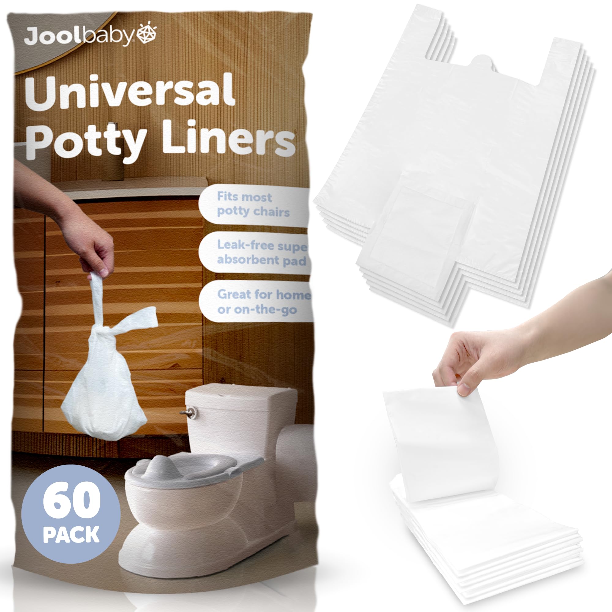 Jool Baby disposable potty liners with universal fit for any potty chair.