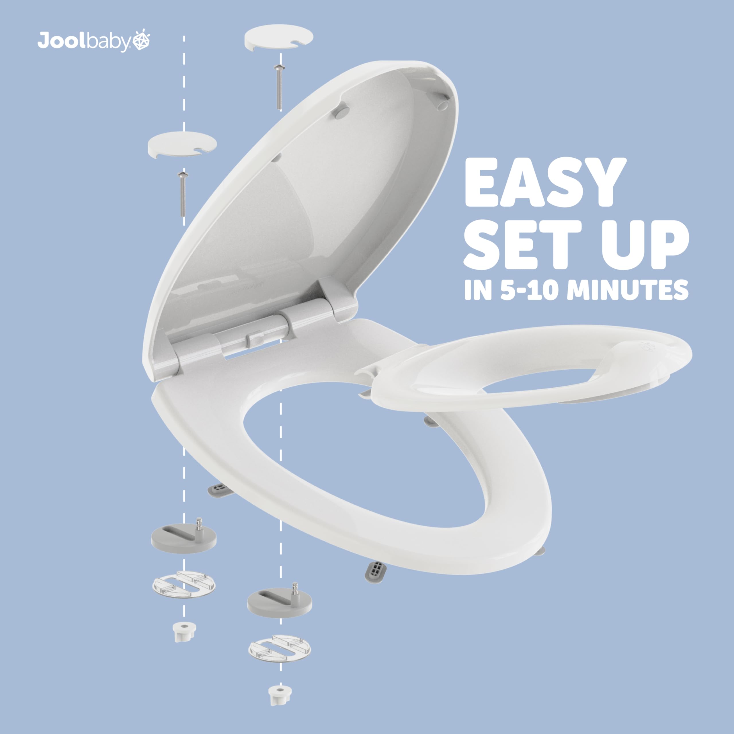 Jool Baby magnetic potty seat stays up for convenient adult access.