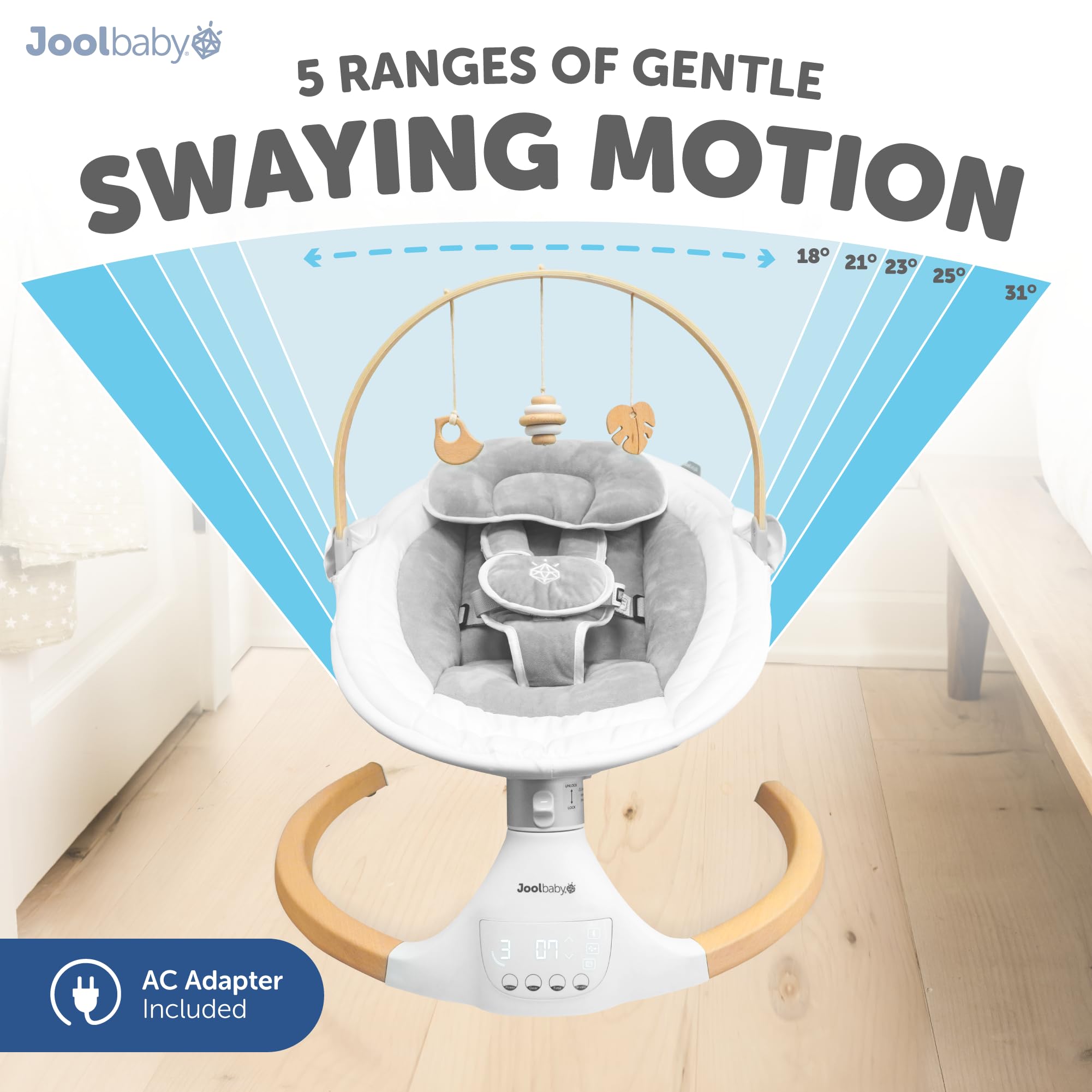 Jool Baby Nova Nature Swing Bluetooth speaker showcases built-in melodies for baby’s calm moments