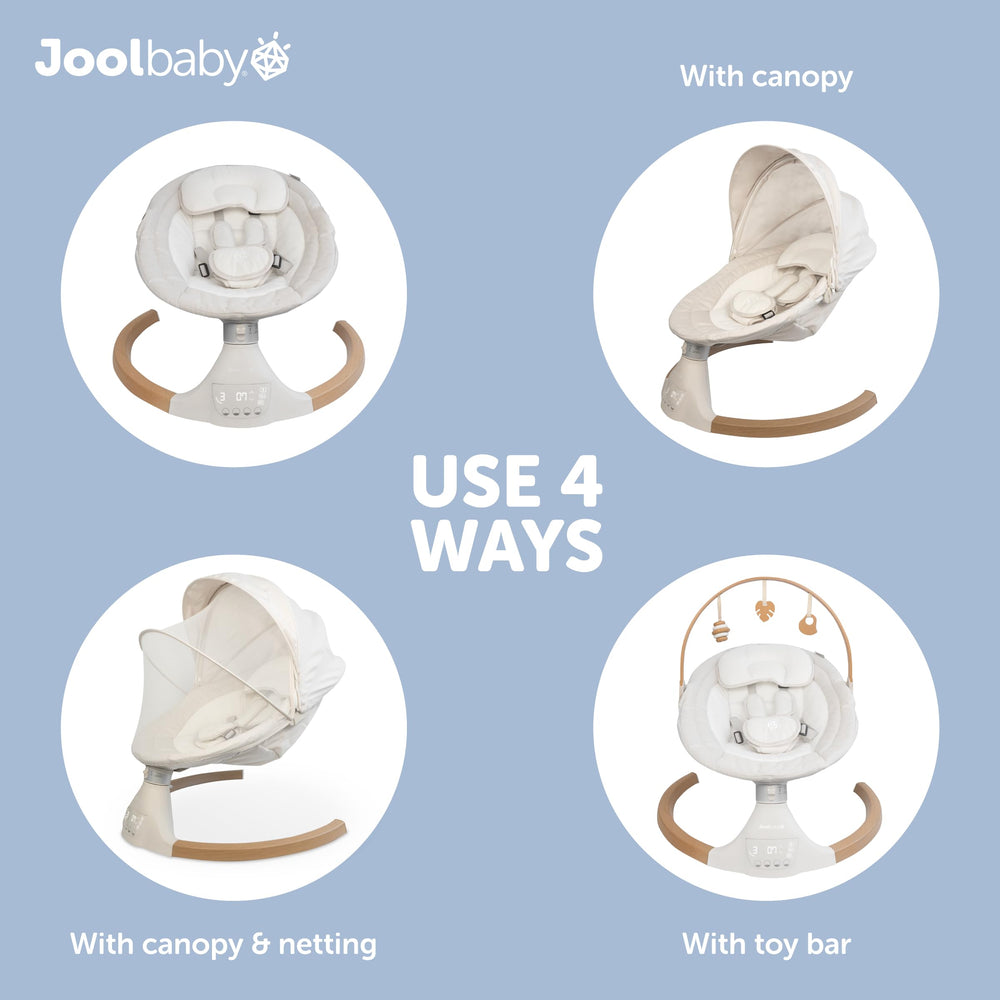 Jool Baby Nova Nature Swing netting protects baby from insects.