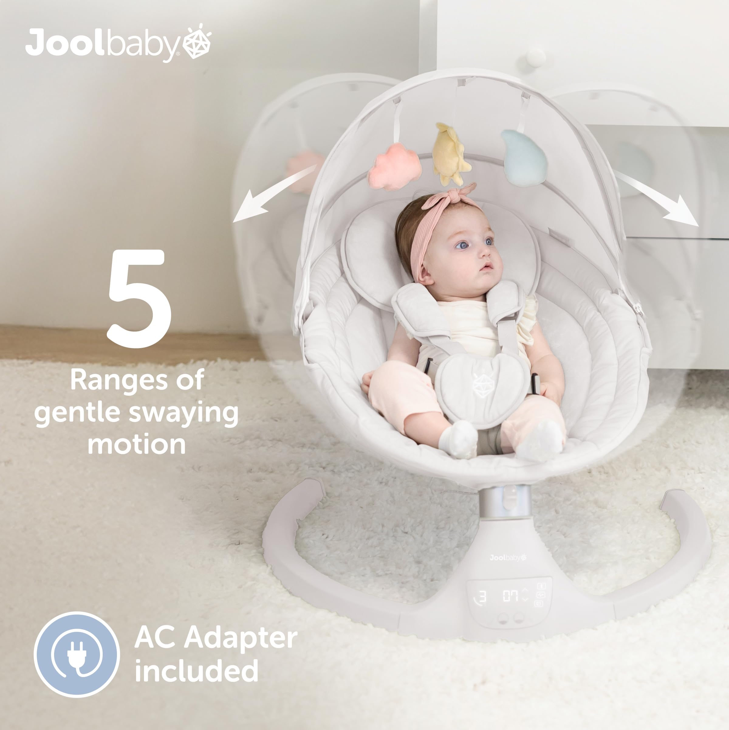 Jool Baby Nova Swing Stone remote control for easy one-handed operation
