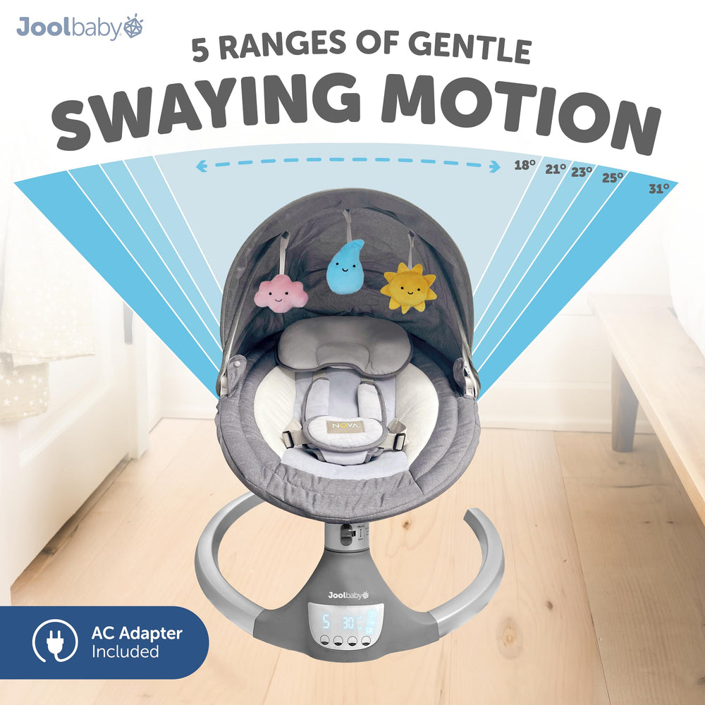 Sentor Jool Mini Jool Baby Nova Swing for Newborns – Motorized Infant Swing with Blueto ...