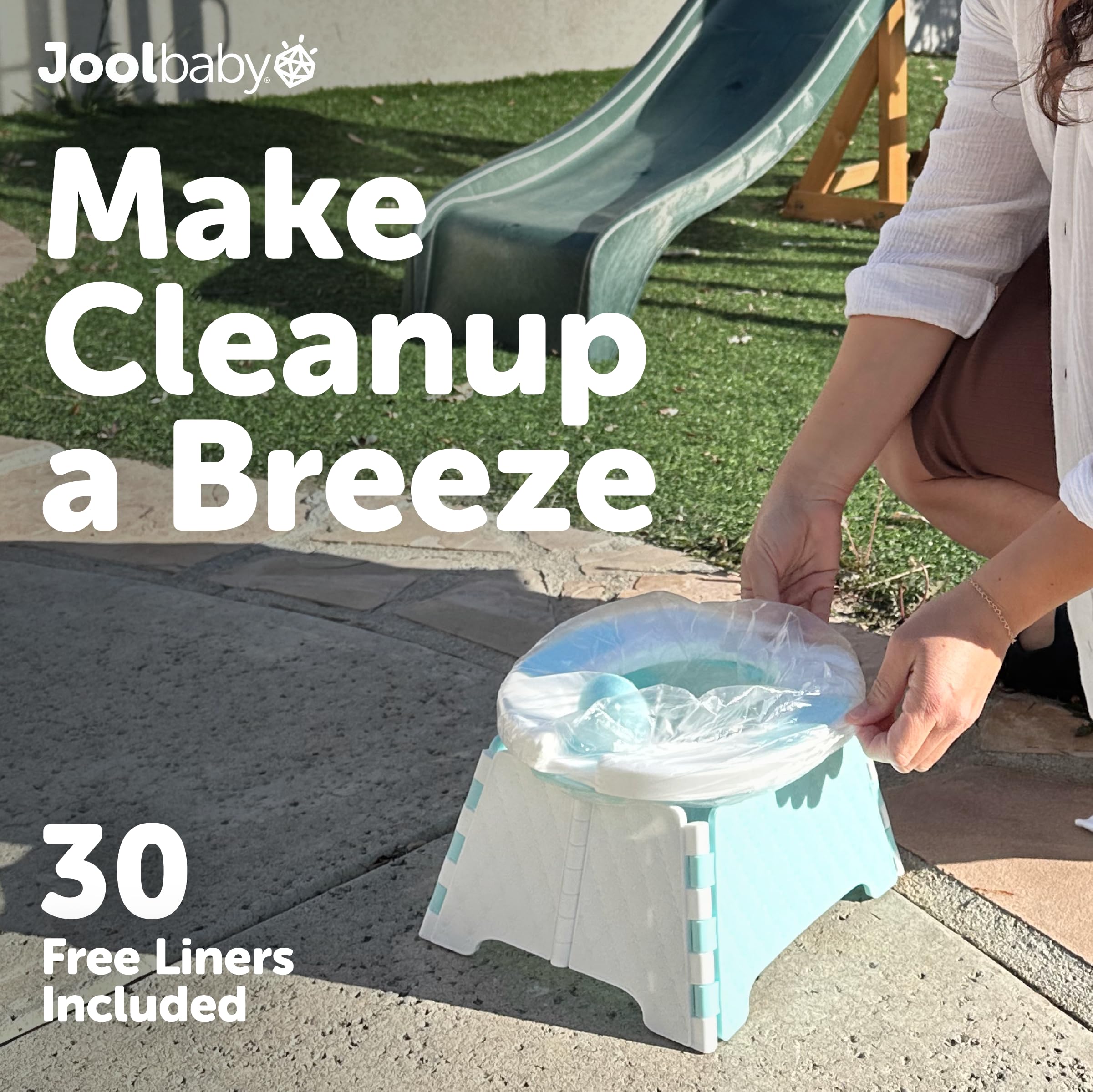 Jool Baby portable potty compact for car trips and easy storage.