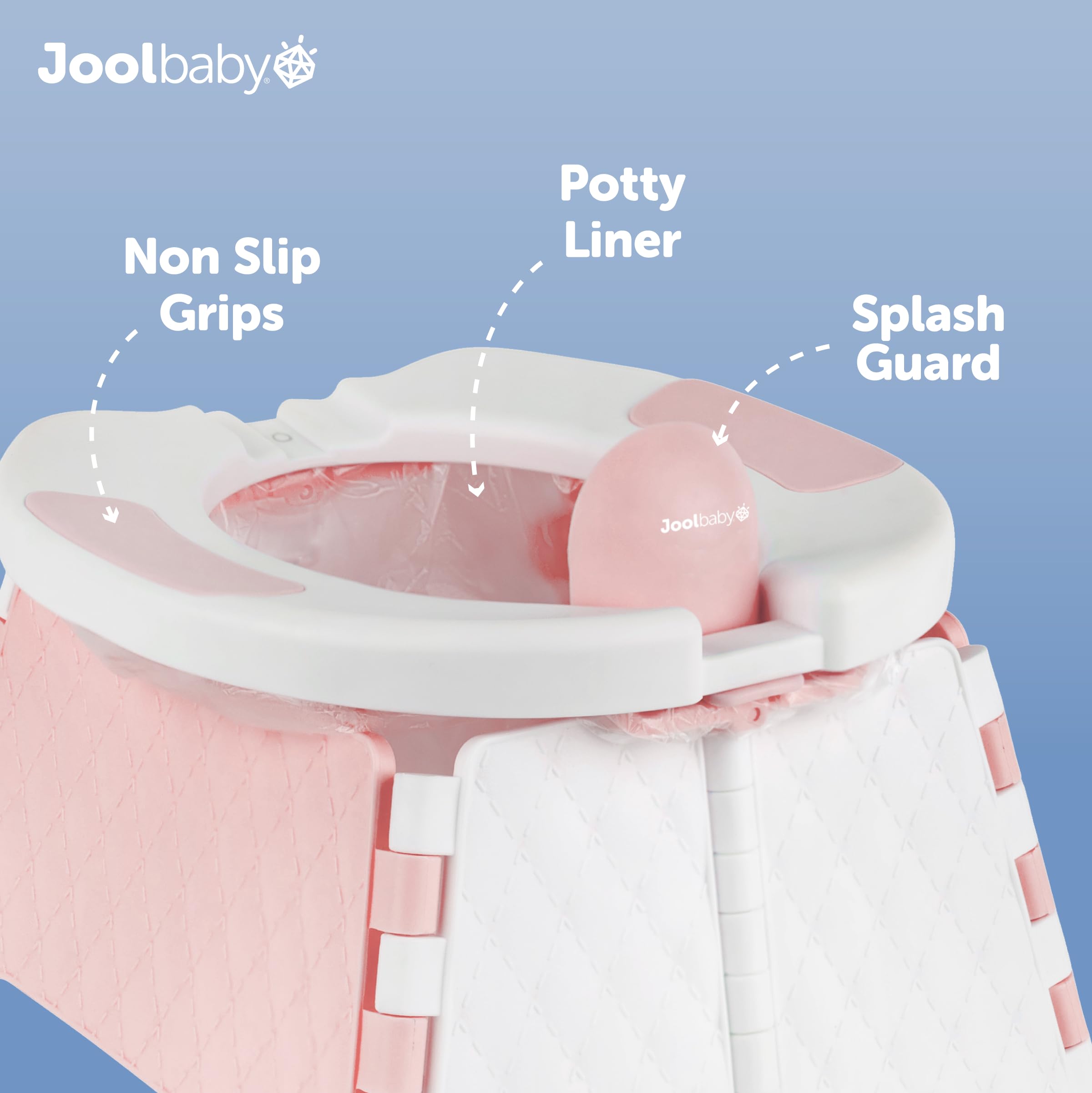 Jool Baby potty chair splash guard helps contain messes.