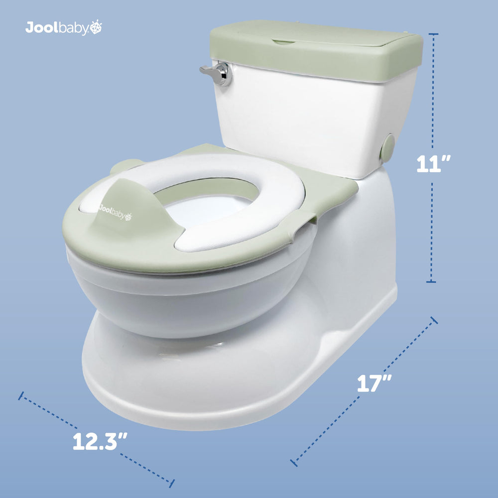 Jool Baby Real Feel potty demonstrates flushing sounds for engaging potty milestones.