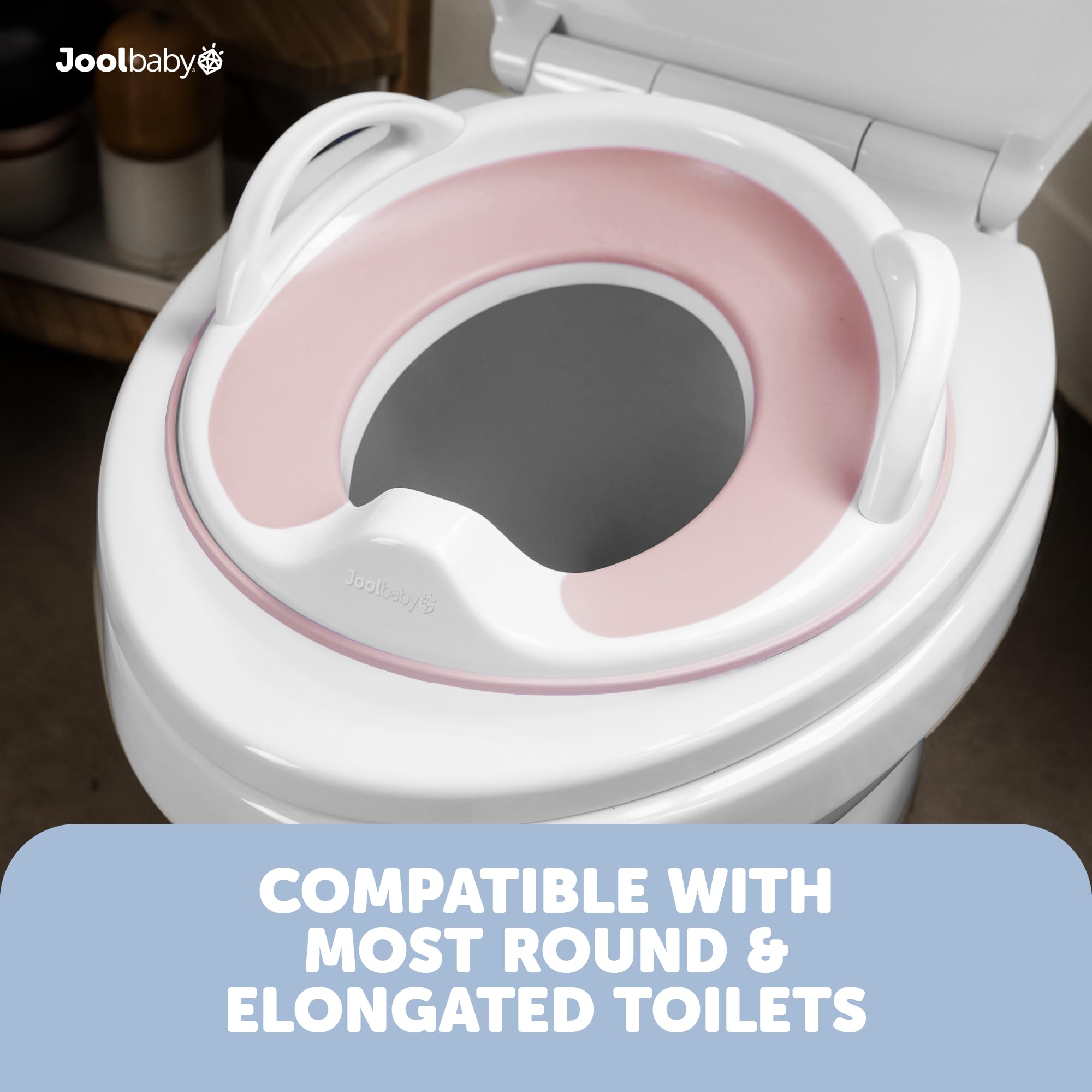 Jool Baby non slip bottom keeps the seat stable on bathroom surfaces